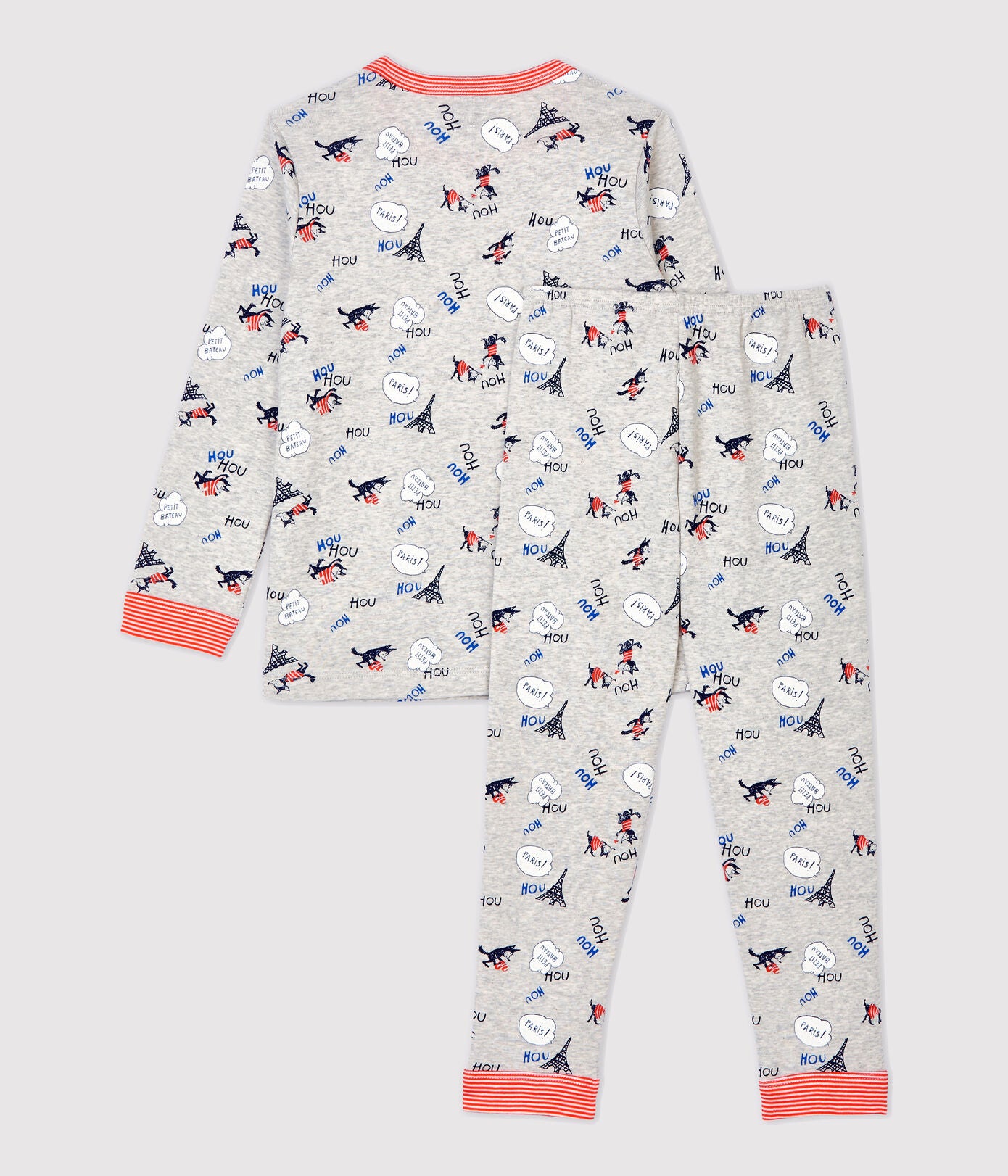 Boys Grey Printed Cotton Nightwear Set