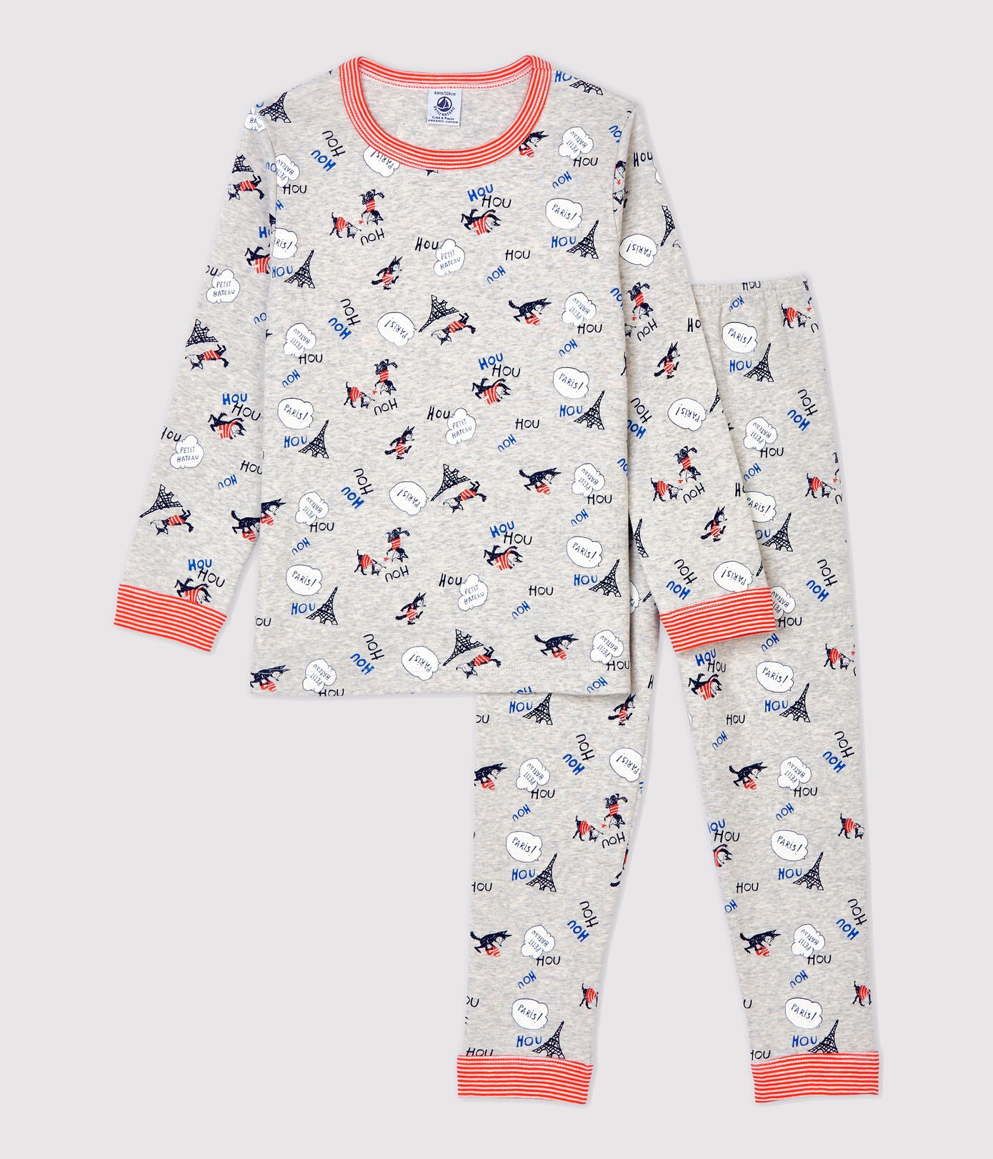 Boys Grey Printed Cotton Nightwear Set