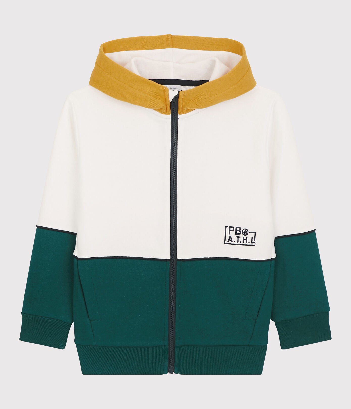 Boys White Hooded Zip-Up Top