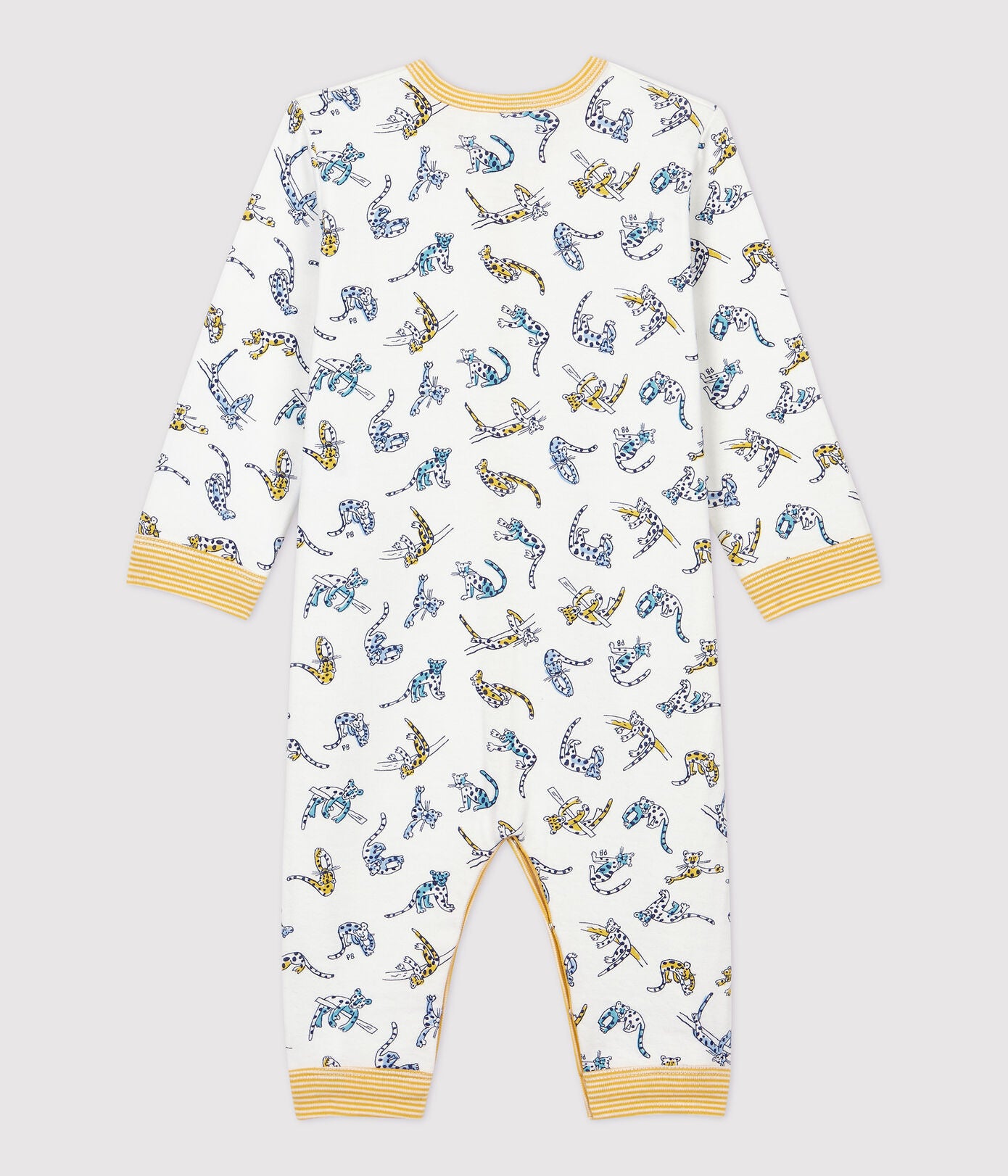 Baby Boys White Printed Cotton Babysuit