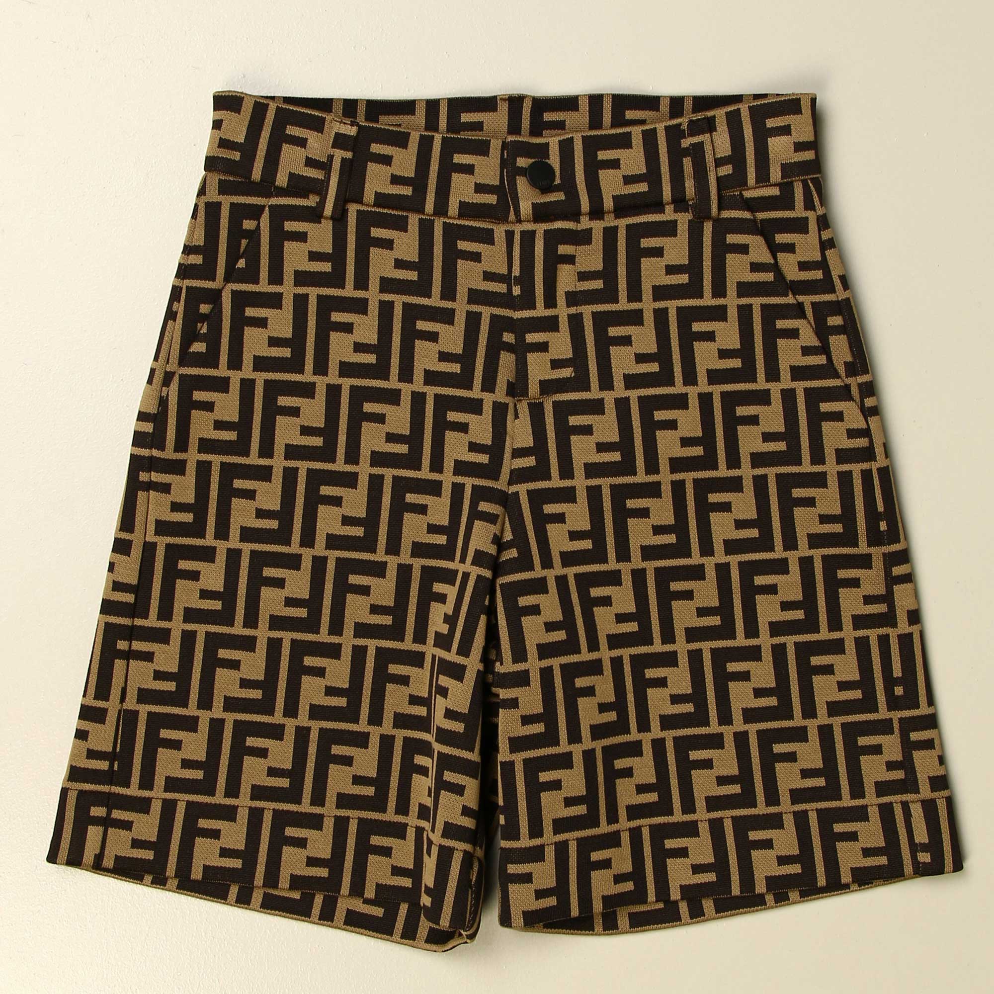 Boys Brown FF Logo Shorts