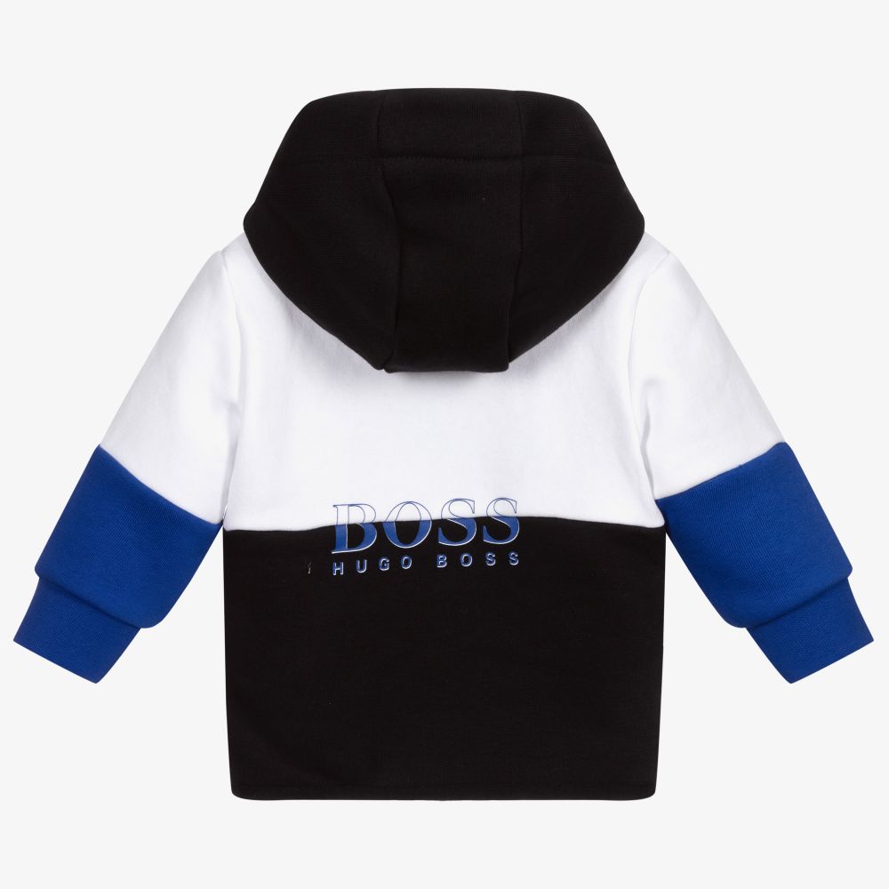 Baby Boys Blue & Black Hooded Zip-Up Top