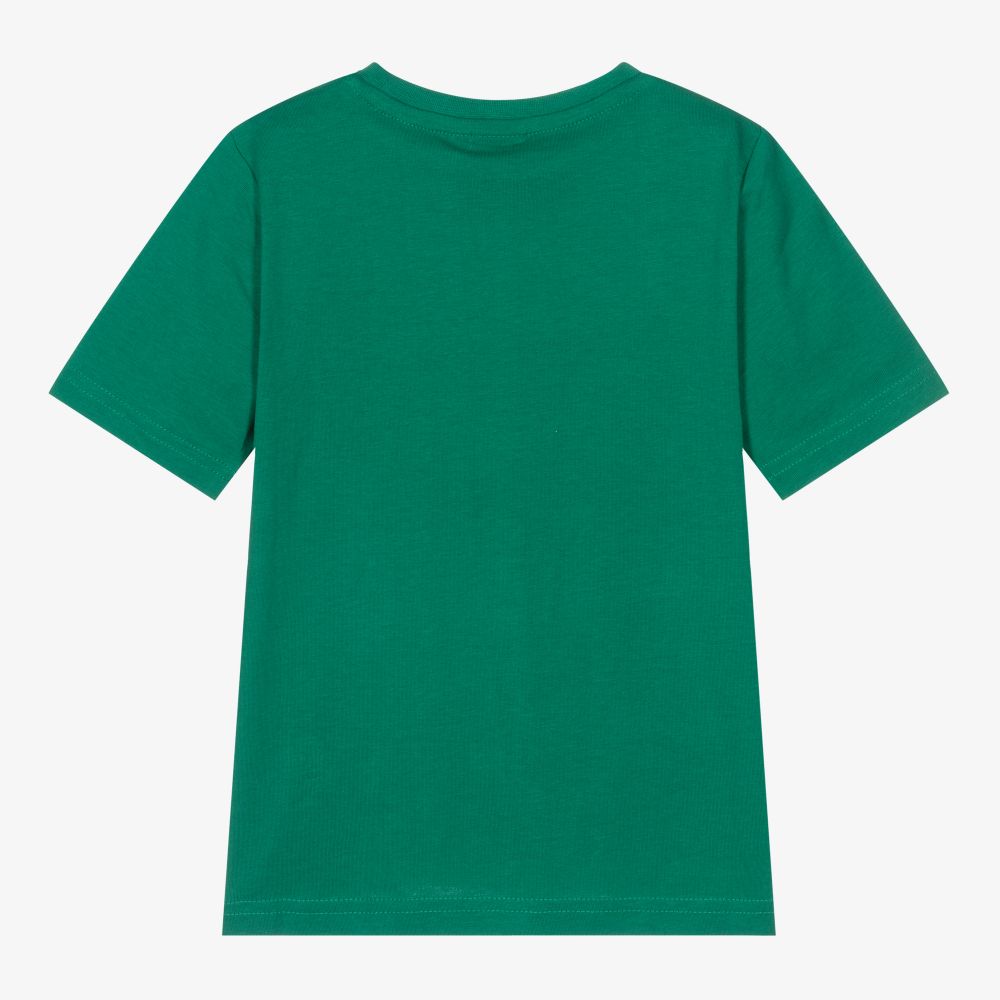 Boys Green Logo Cotton T-Shirt