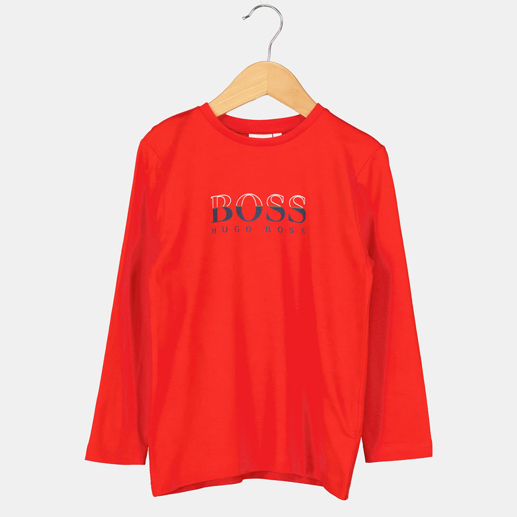 Boys Red Logo Cotton T-Shirt