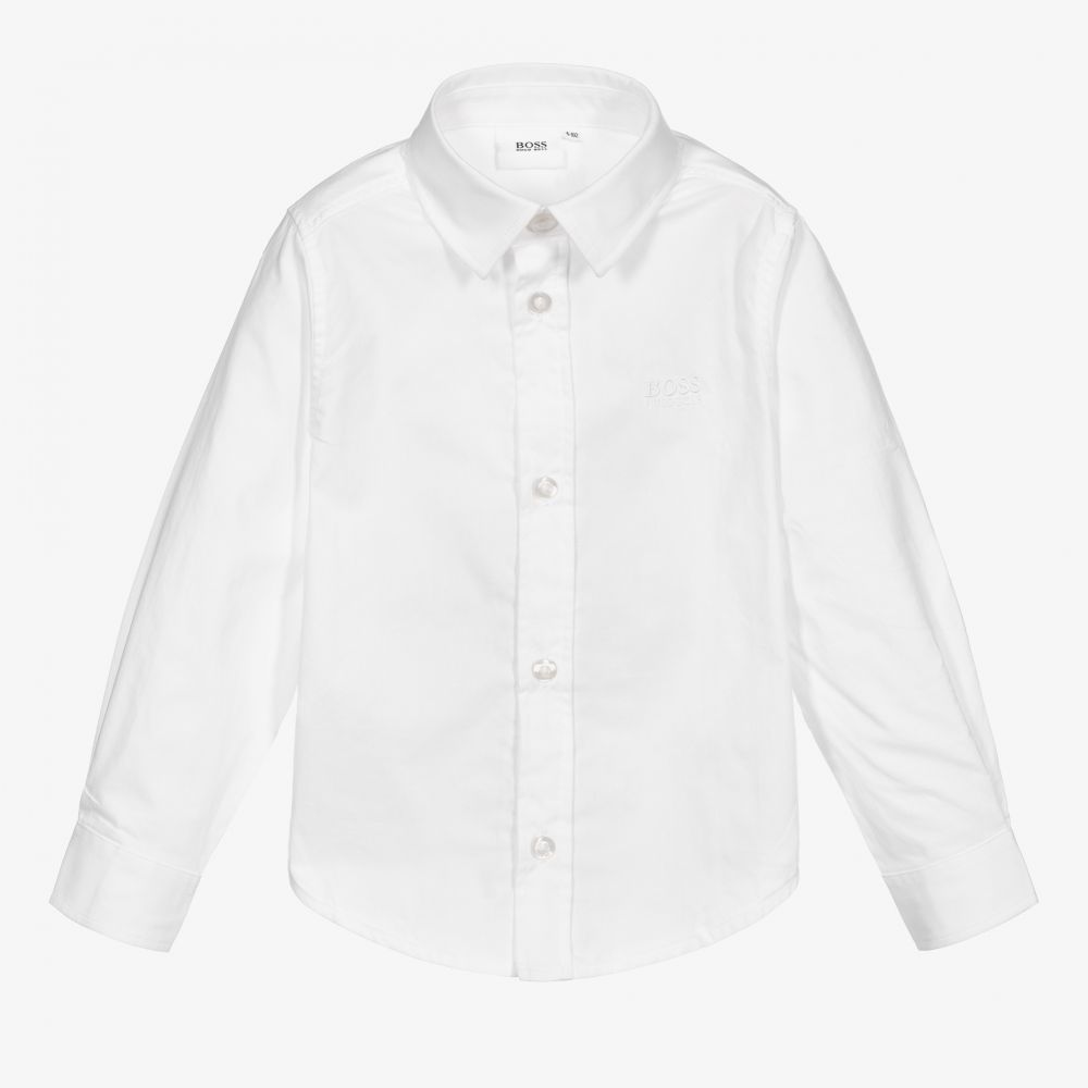 Boys White Cotton Shirt