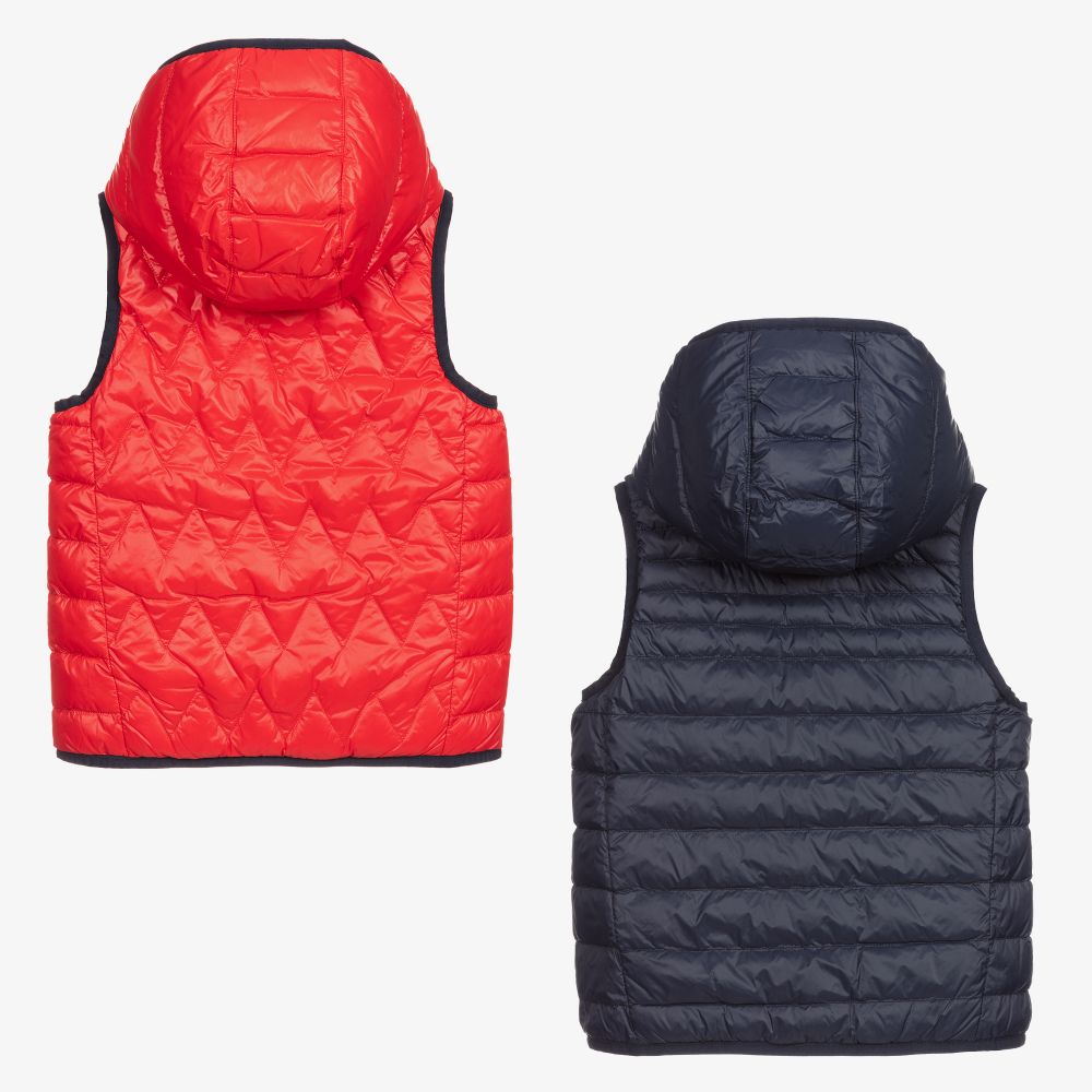 Boys Red Reversible Padded Down Gilet