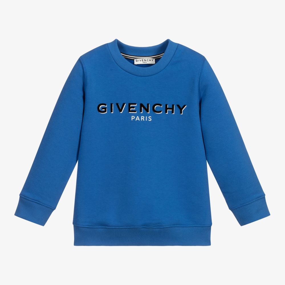 Boys Blue Logo Cotton Sweatshirt