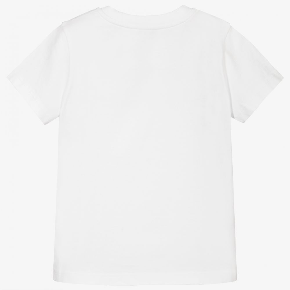 Boys White Logo Cotton T-Shirt