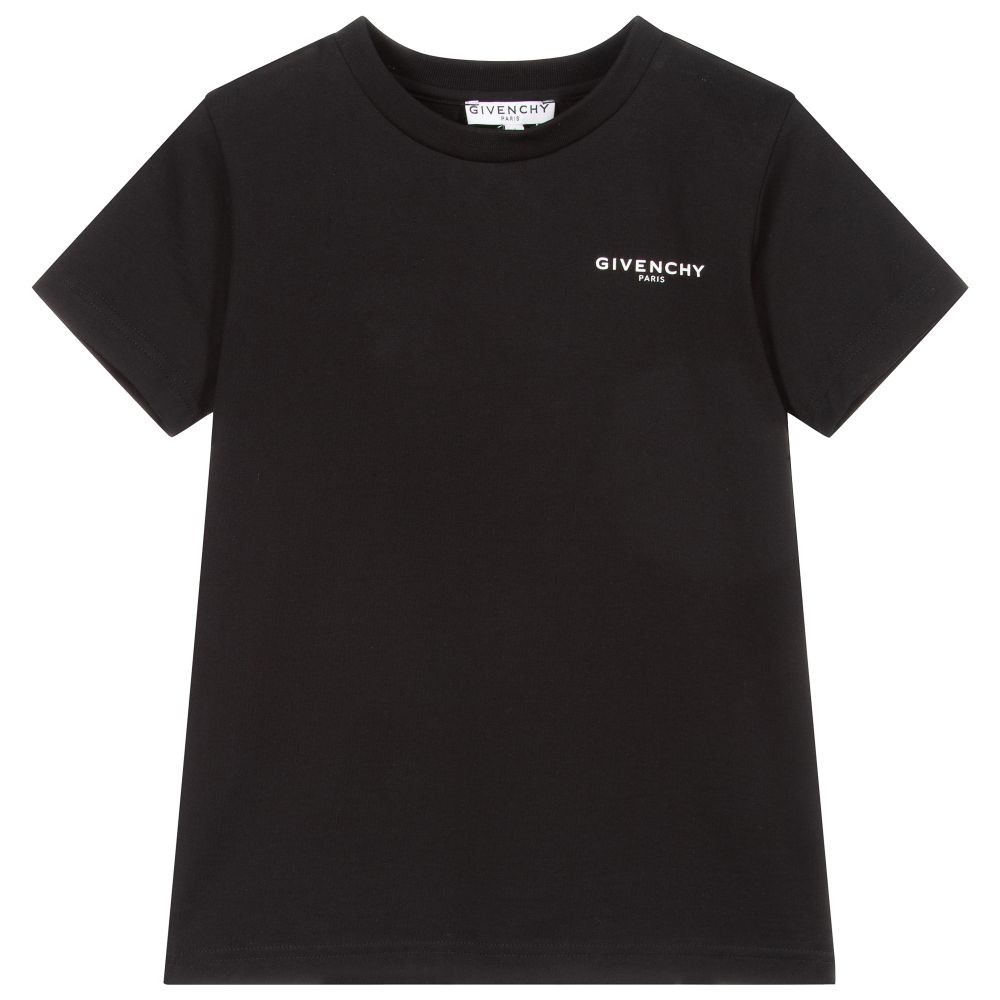 Boys Black Logo Cotton T-Shirt