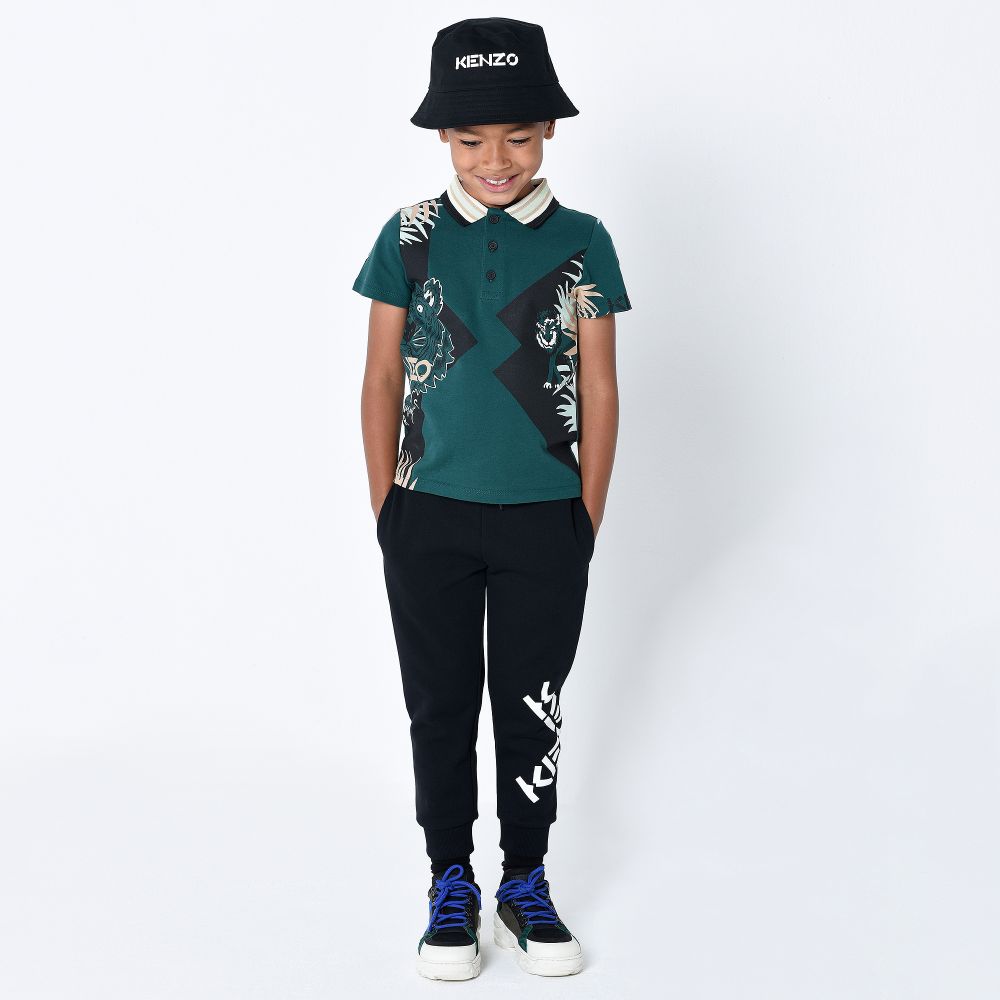 Boys Black Logo Cotton Trousers