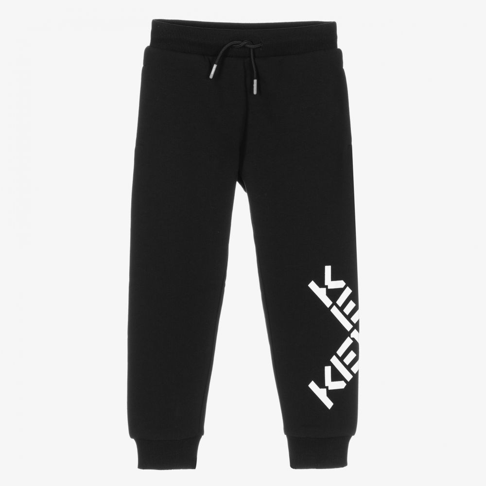 Boys Black Logo Cotton Trousers