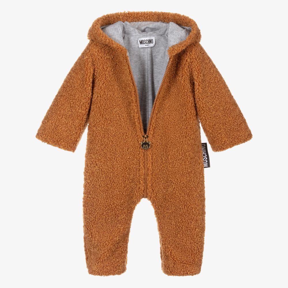 Boys & Girls Brown Teddy Babysuit