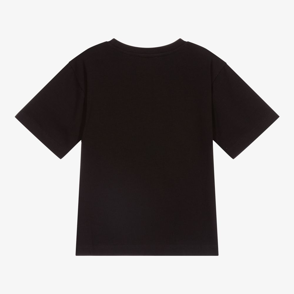 Boys & Girls Black Logo Cotton T-Shirt