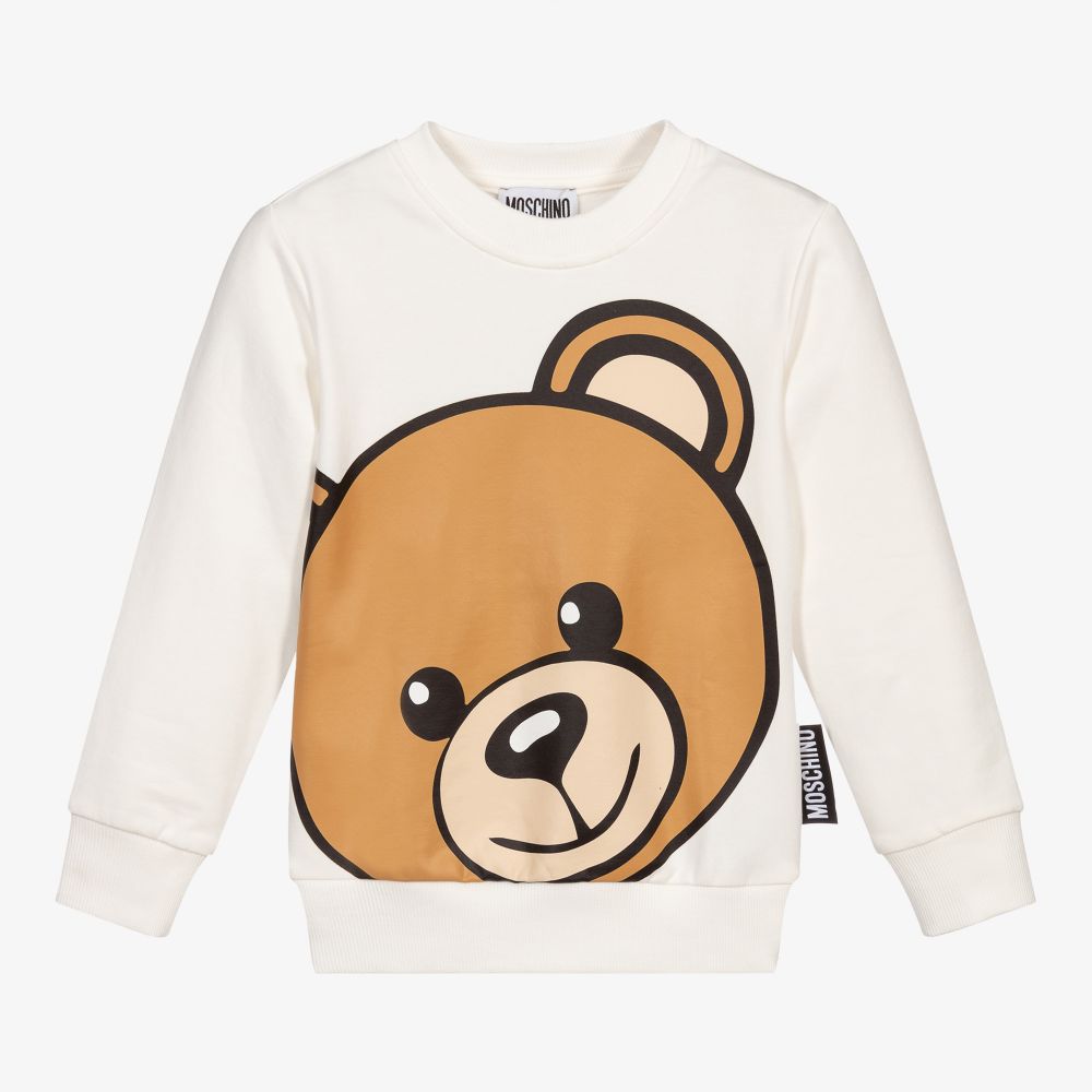 Boys & Girls White Bear Cotton Sweatshirt