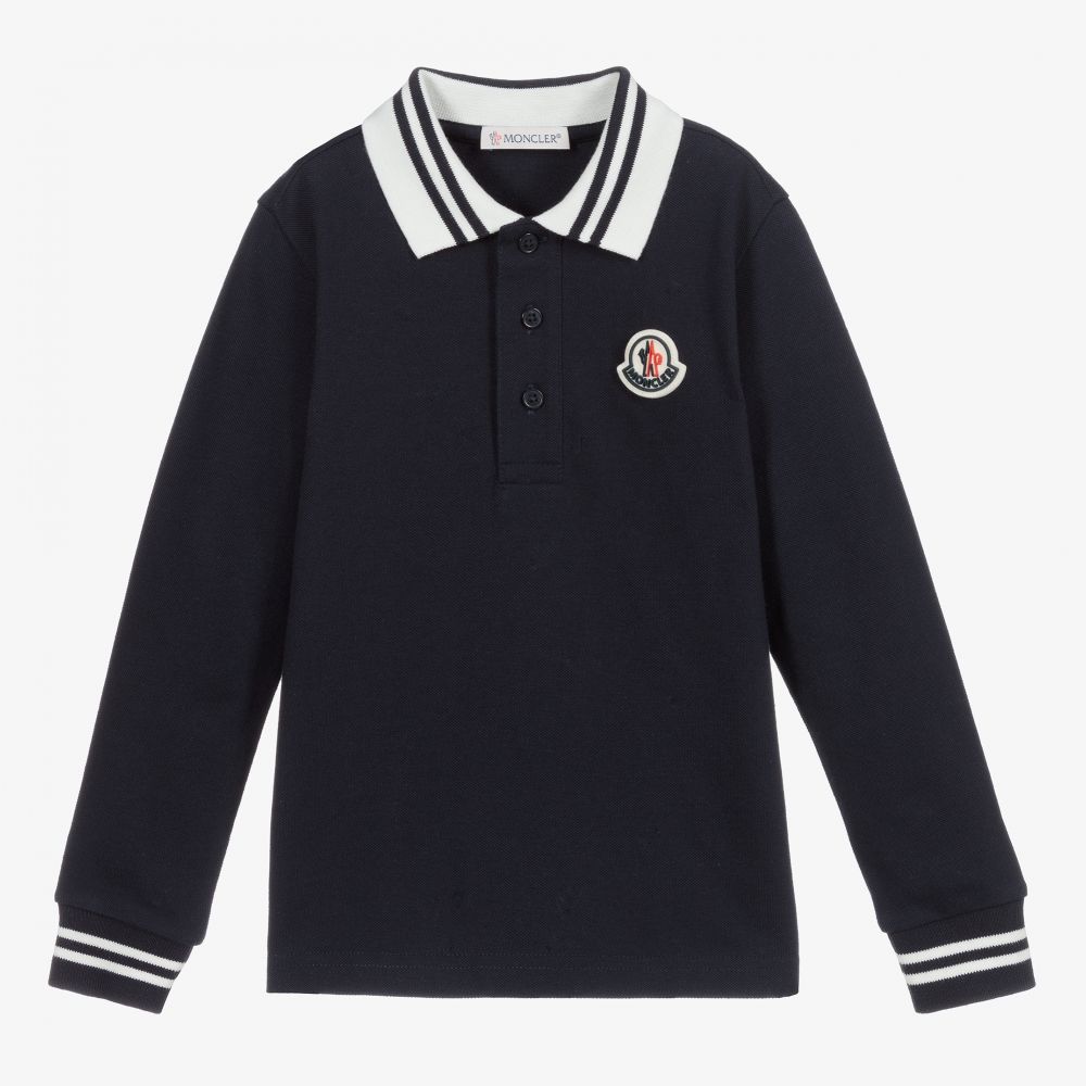 Boys Navy Logo Cotton Polo Shirt