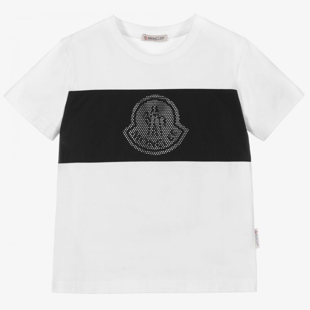 Boys White Logo Cotton T-Shirt