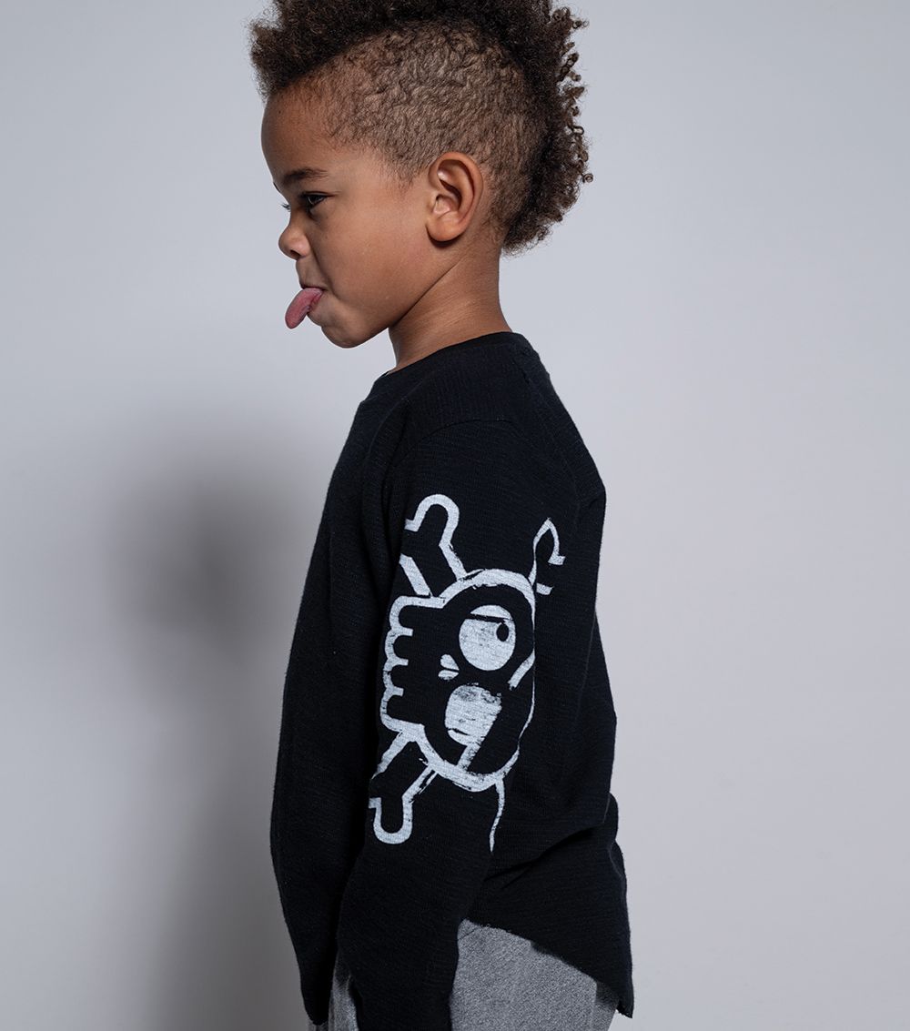 Boys & Girls Black Skull Shirt