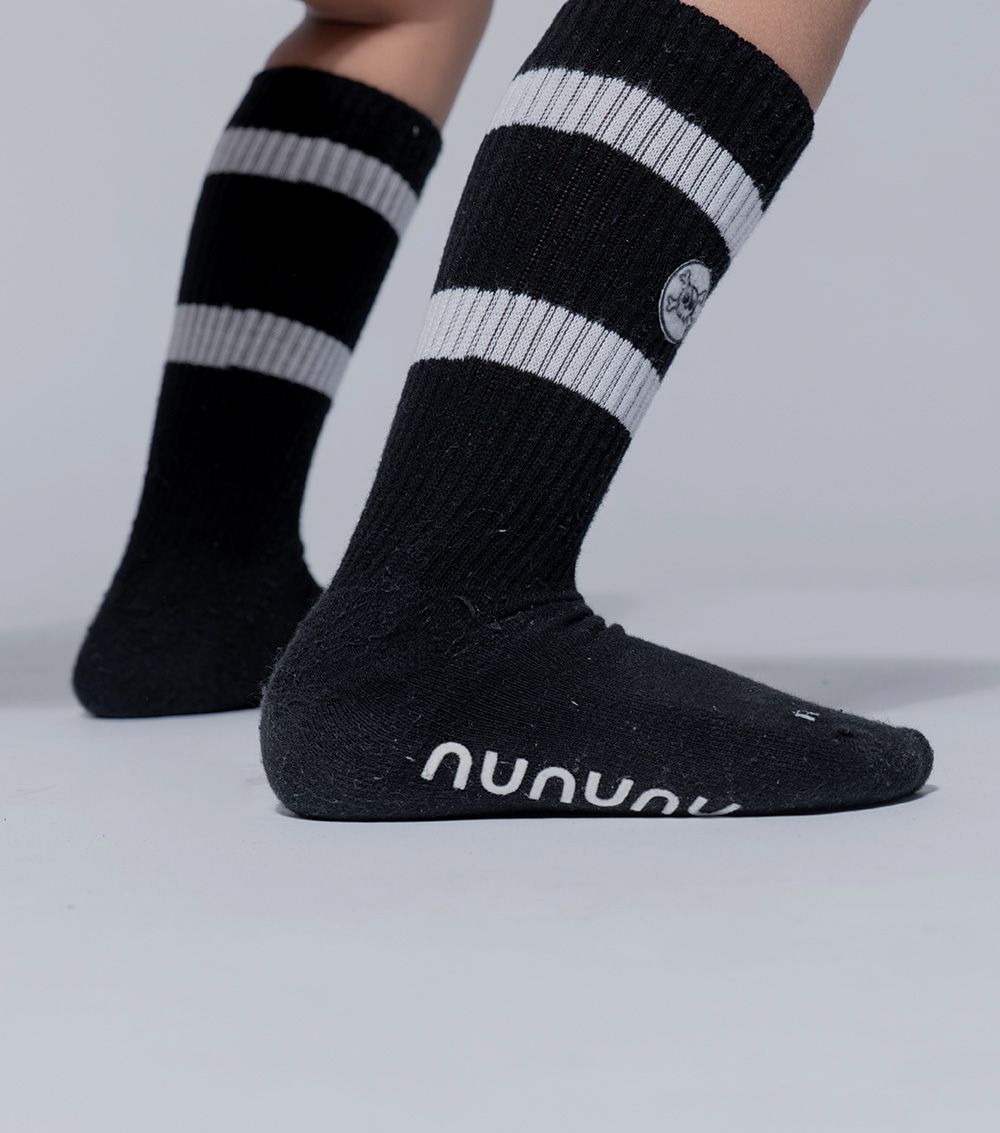 Boys & Girls Black Logo Cotton Socks