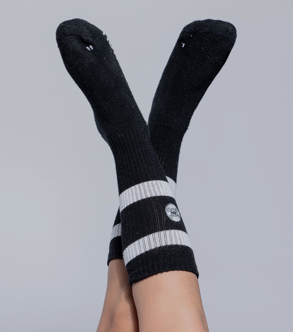 Boys & Girls Black Logo Cotton Socks