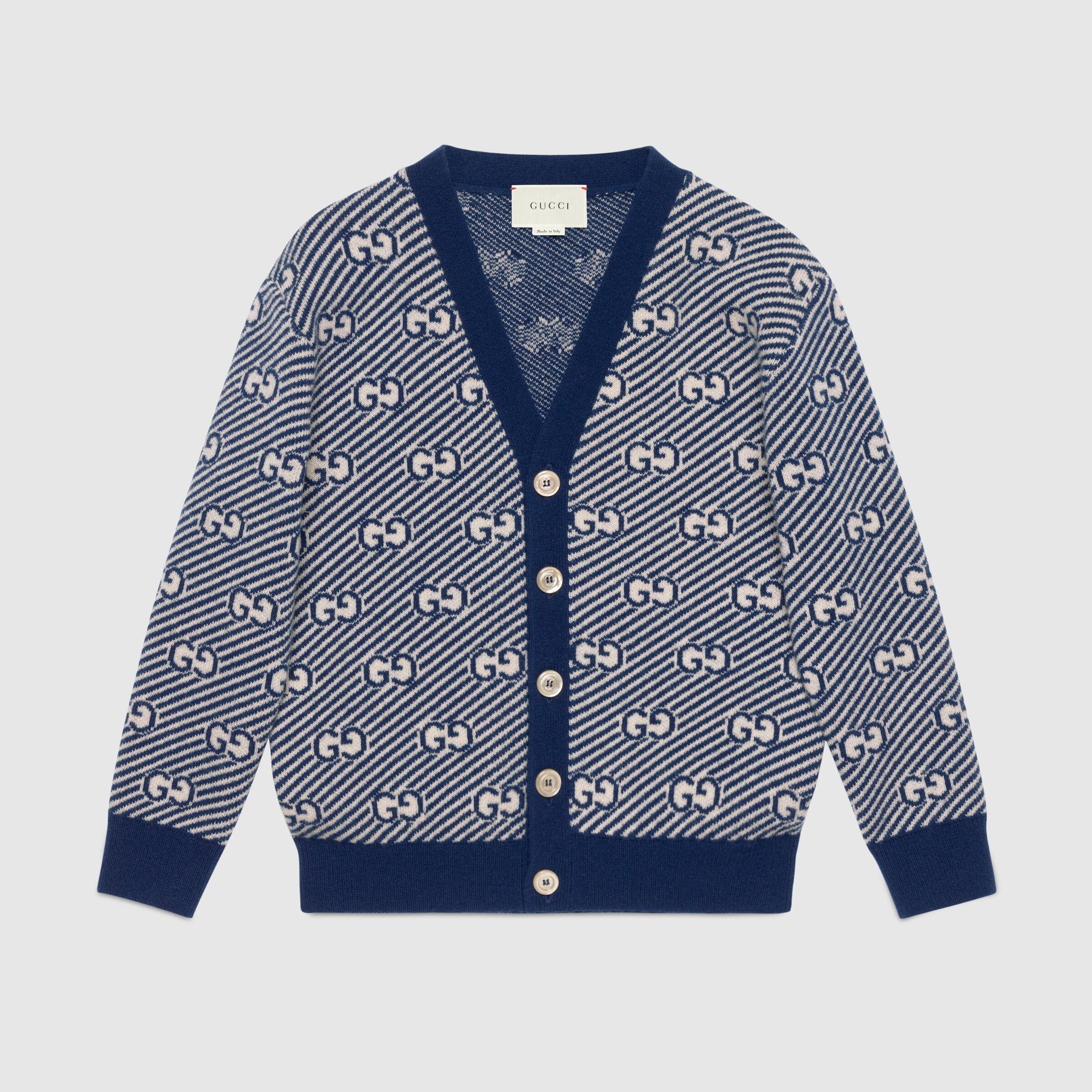 Boys Blue GG Logo Wool Cardigan