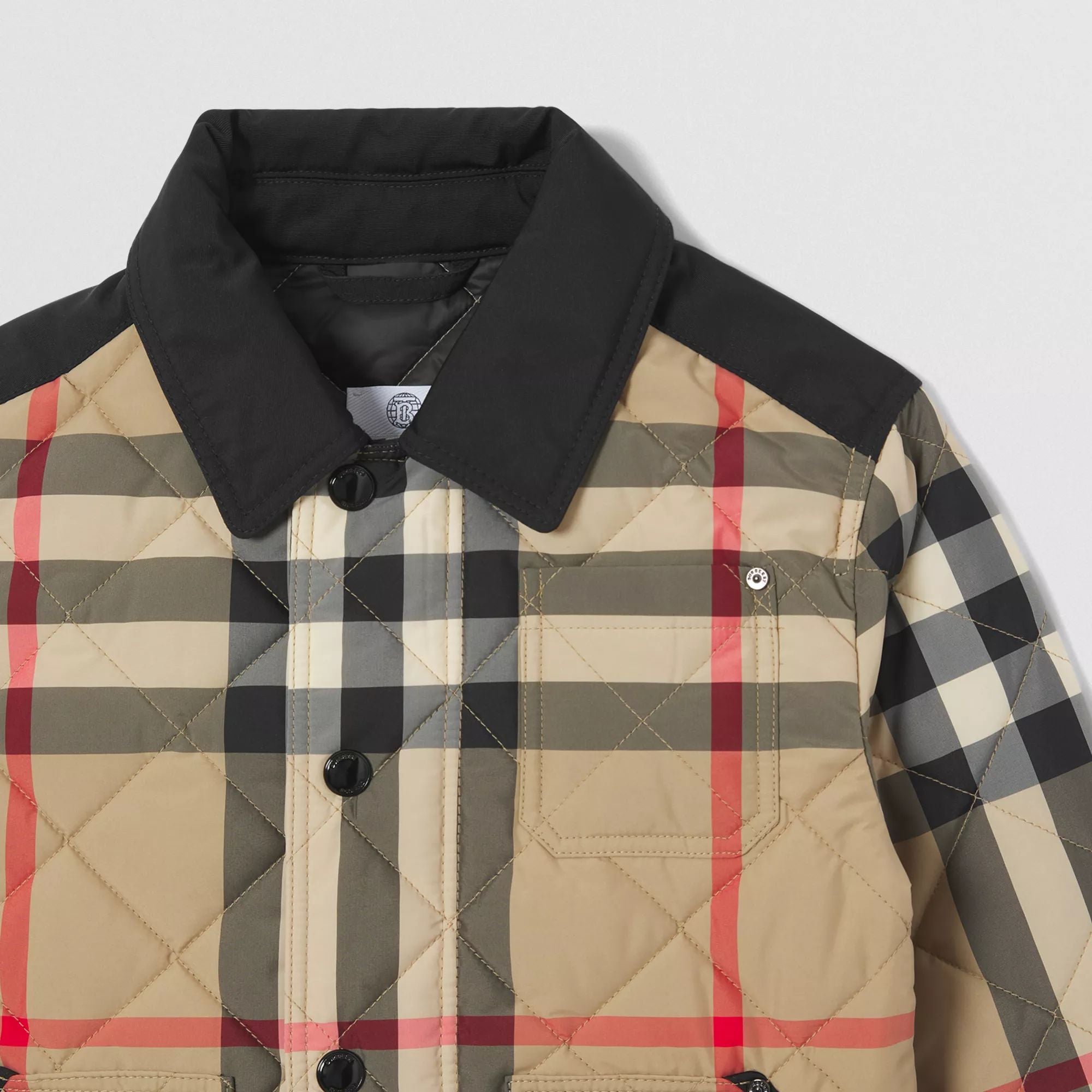 Boys Beige Check Padded Jacket