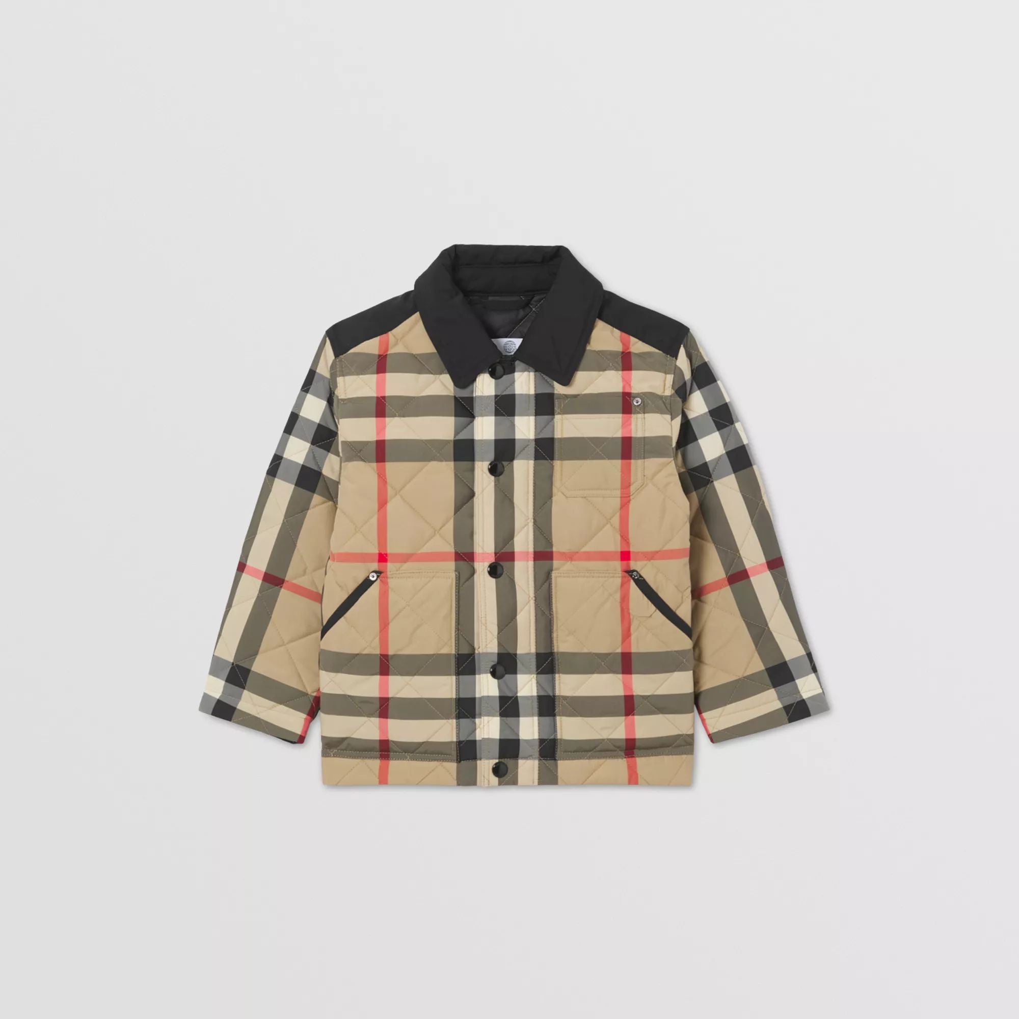 Boys Beige Check Padded Jacket