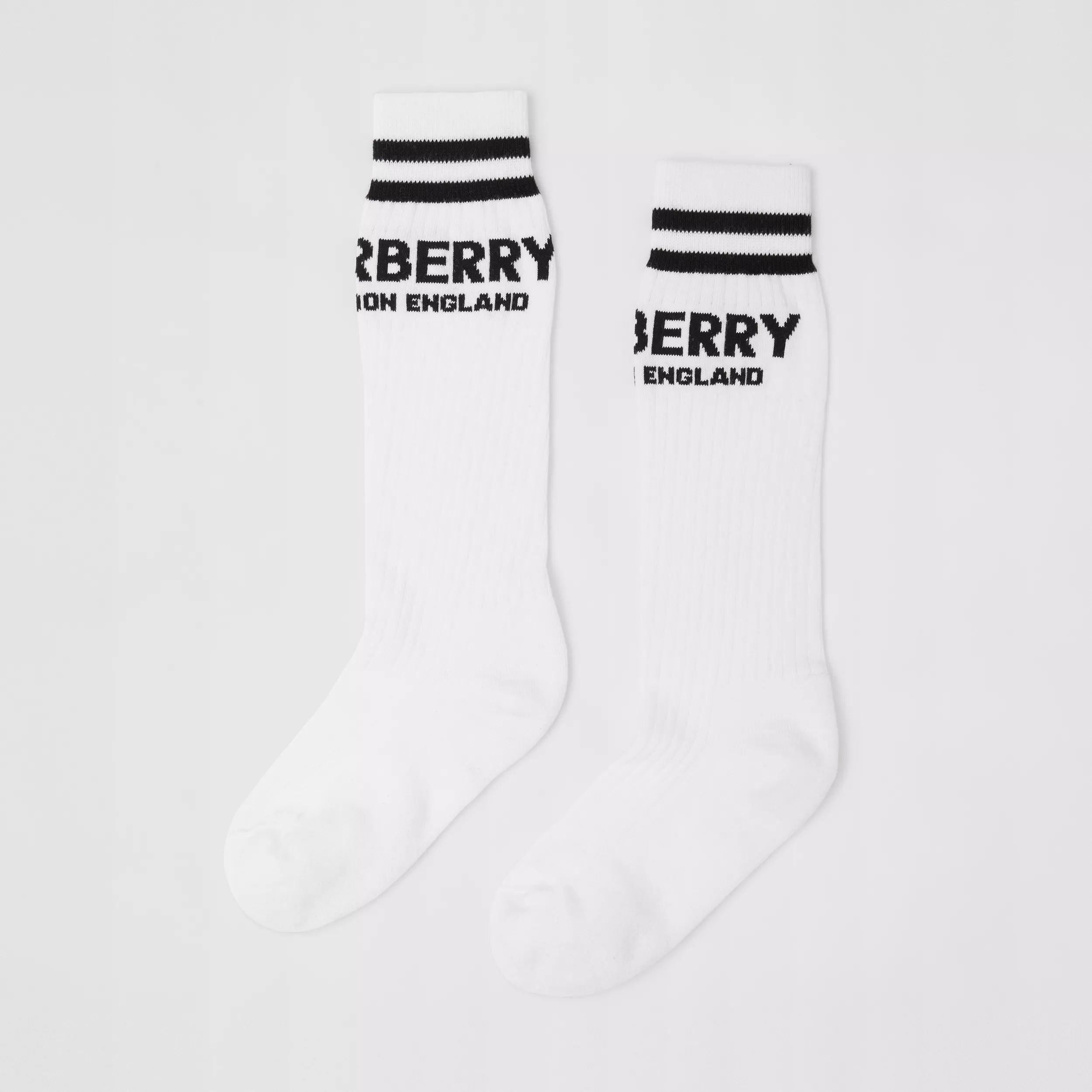 Boys Black & White Logo Cotton Socks (2 Pack)