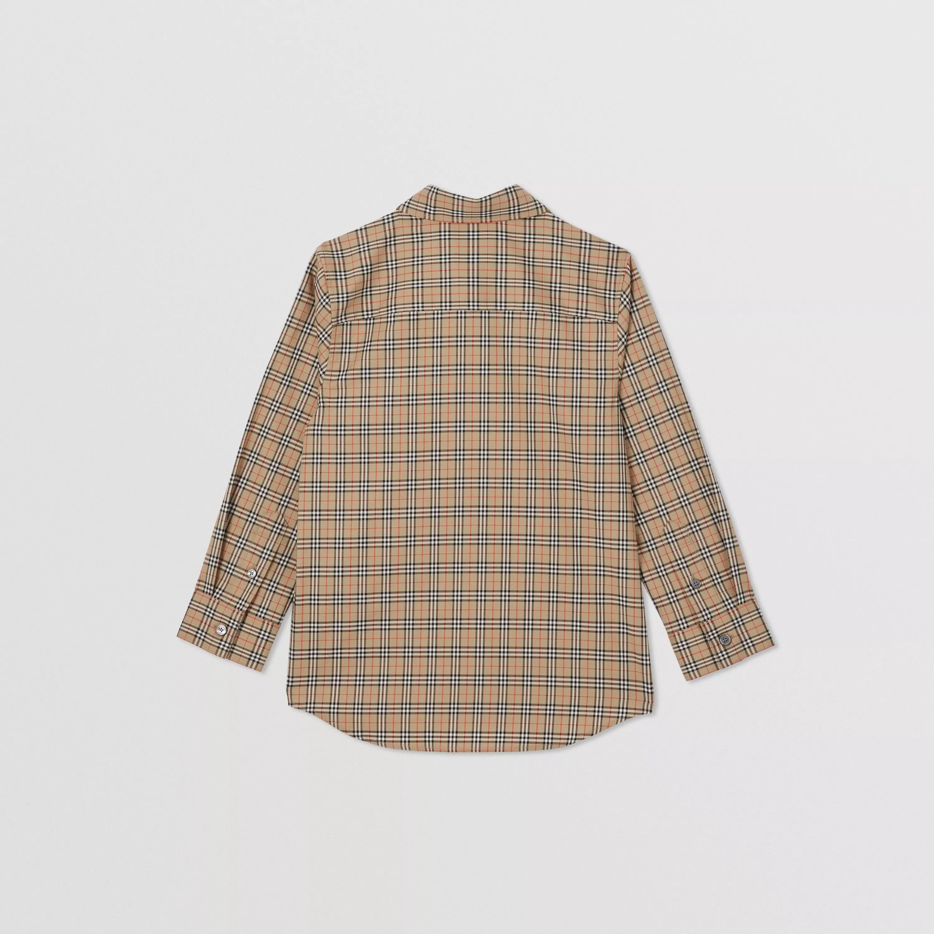 Boys Beige Check Cotton Shirt