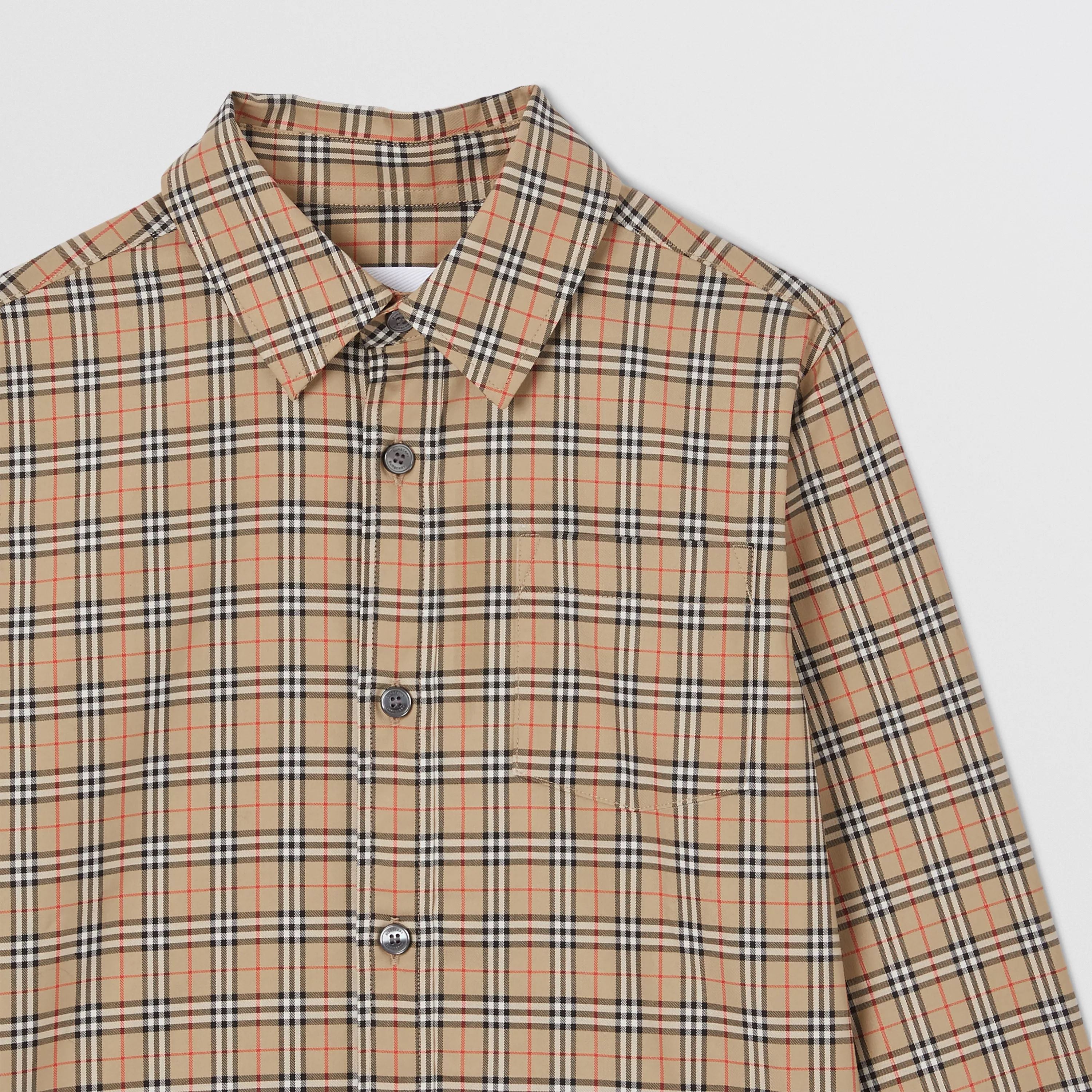 Boys Beige Check Cotton Shirt