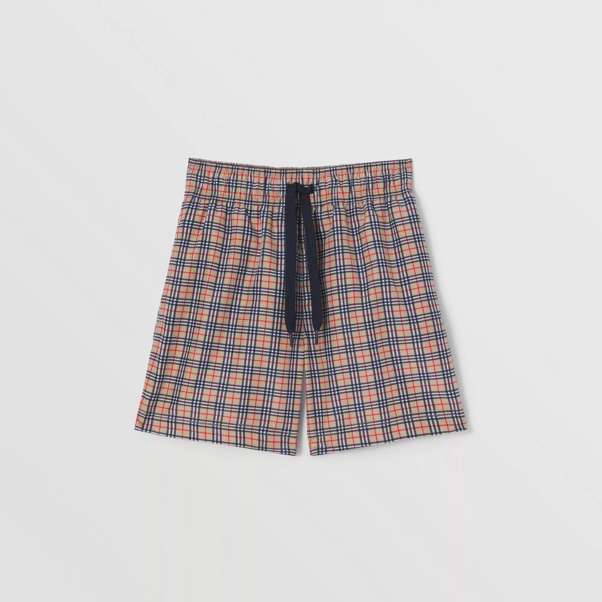 Boys Beige Check Swim Shorts