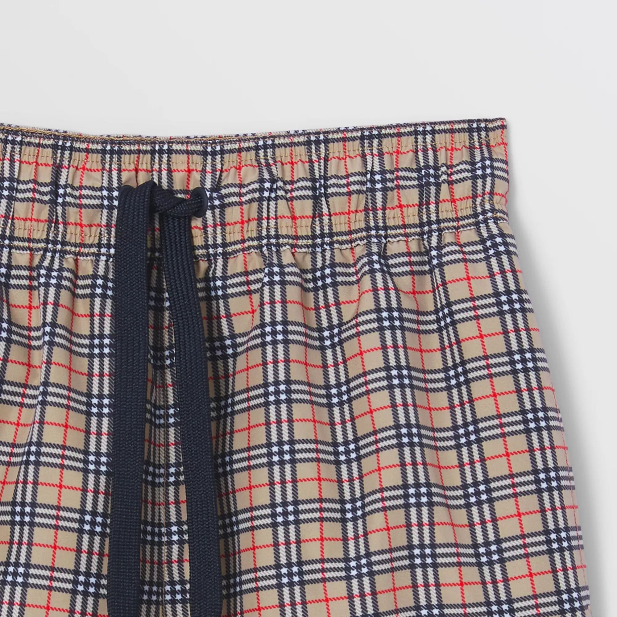 Boys Beige Check Swim Shorts