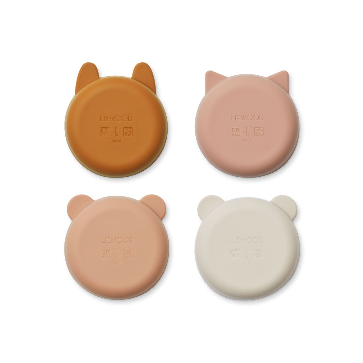 Boys & Girls Beige Bear Silicone Bowls (4 Pack)