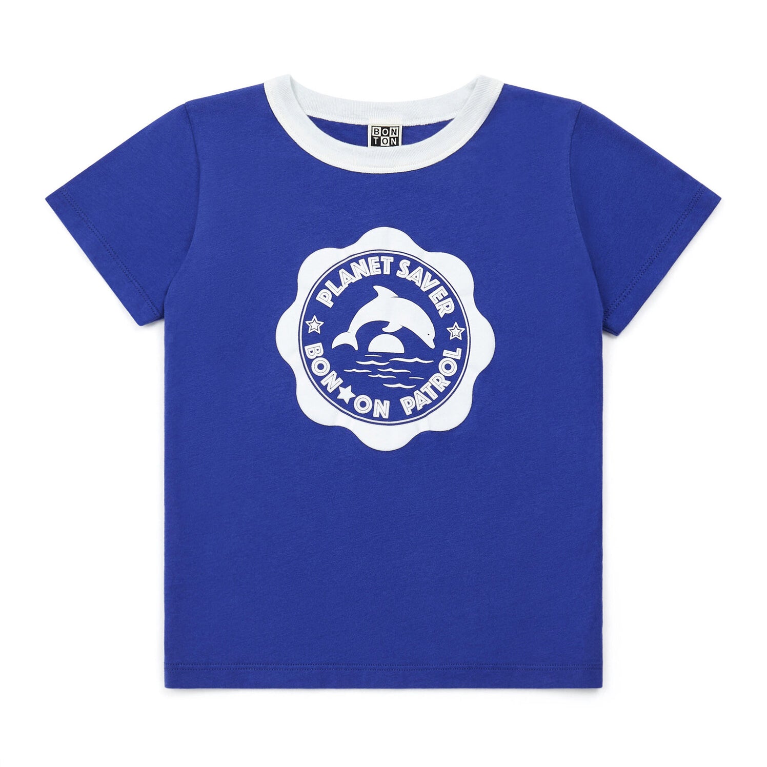 Boys Blue Printed Cotton T-Shirt