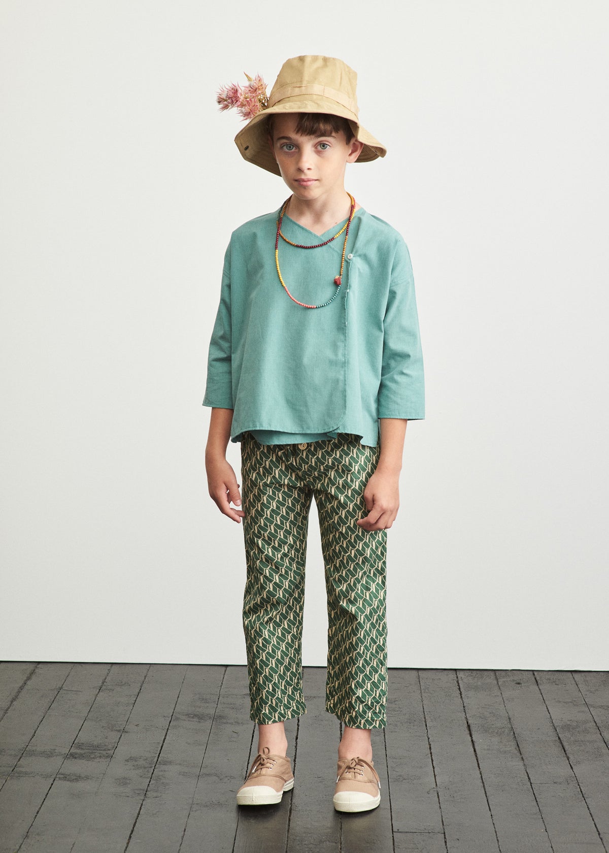 Boys & Girls Green Cotton Trousers