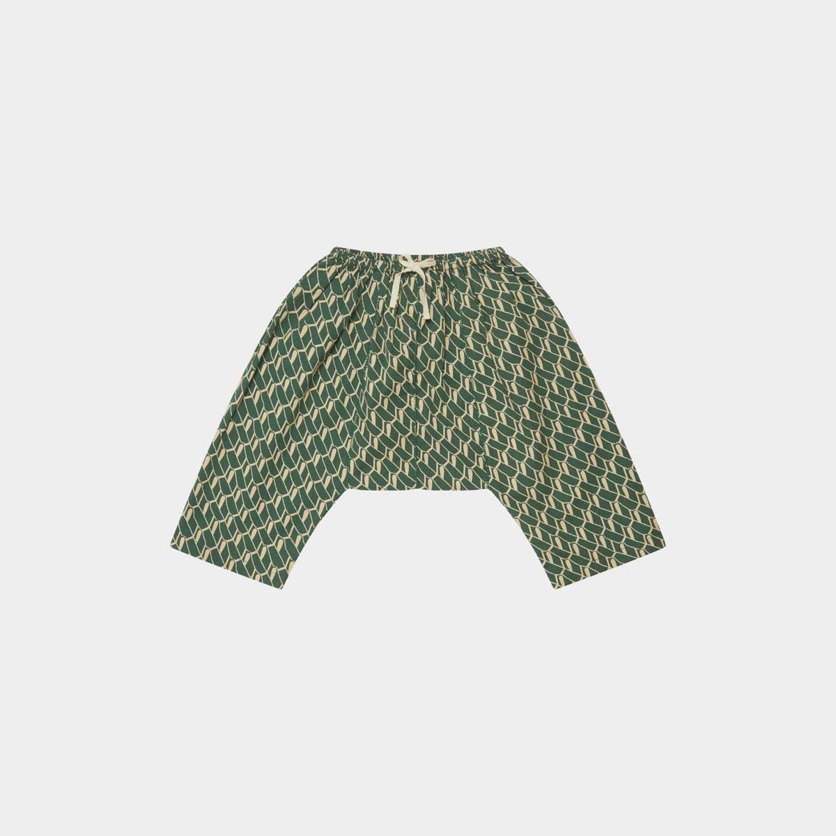 Baby Boys & Girls Green Cotton Trousers