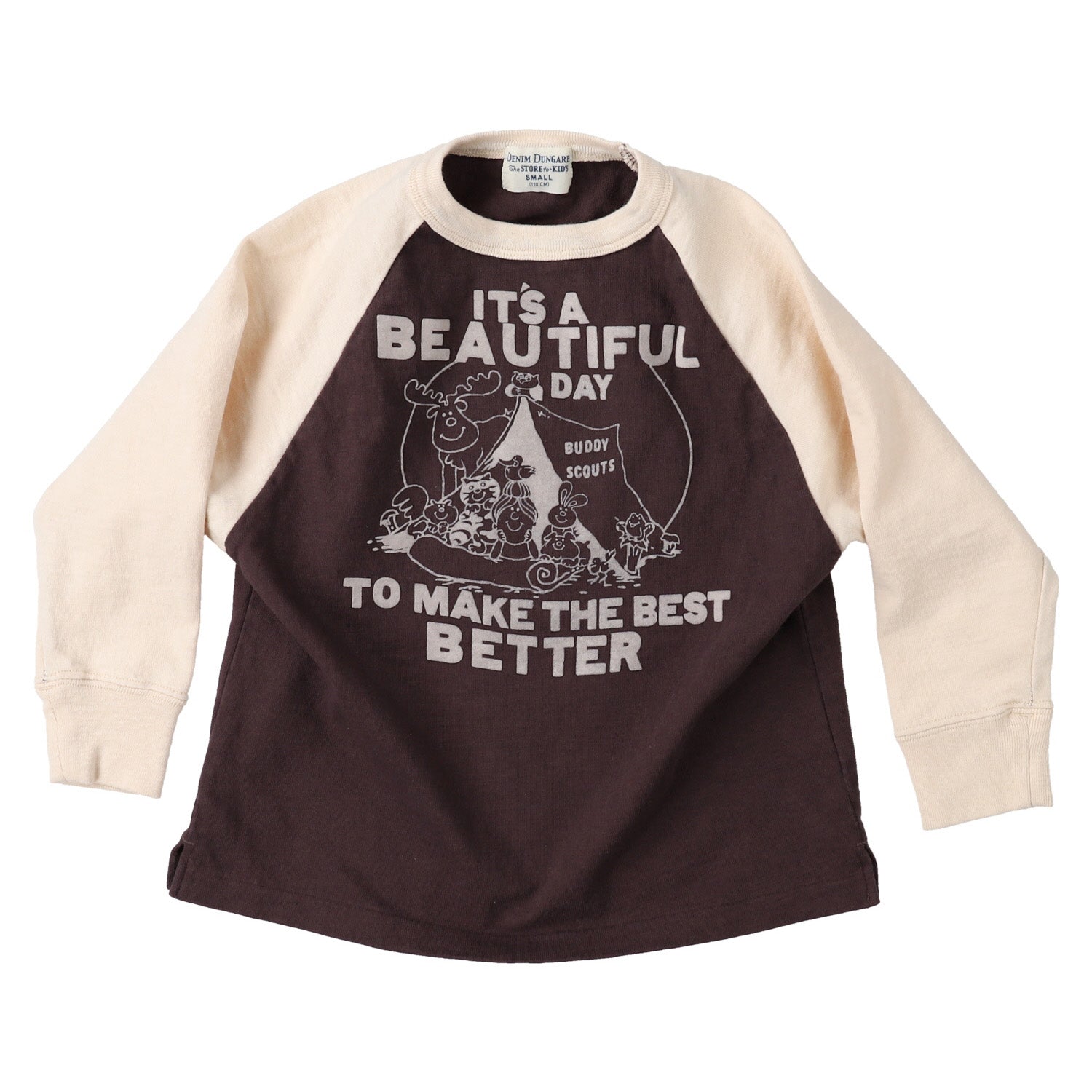 Boys & Girls Brown Printed Cotton T-Shirt