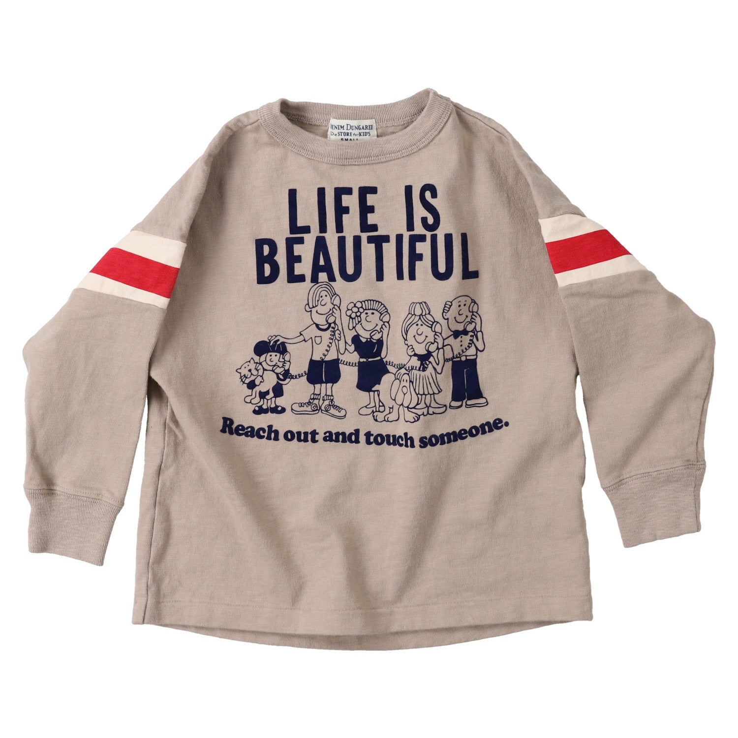 Boys Beige Printed Cotton T-Shirt