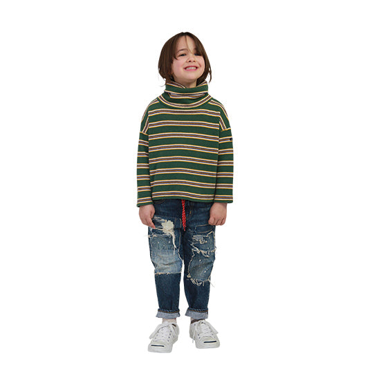 Boys & Girls Green Stripes Cotton T-Shirt