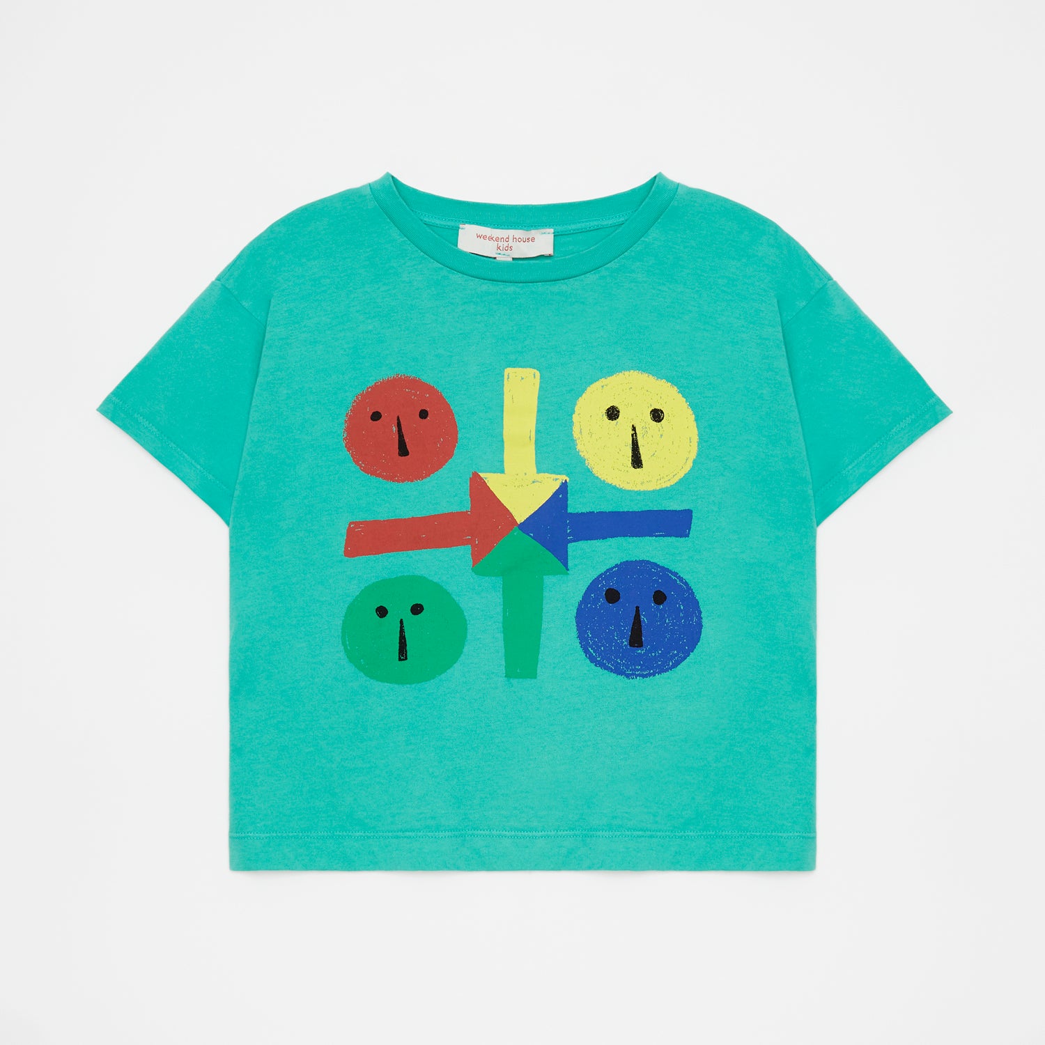 Boys & Girls Green Printed Cotton T-Shirt