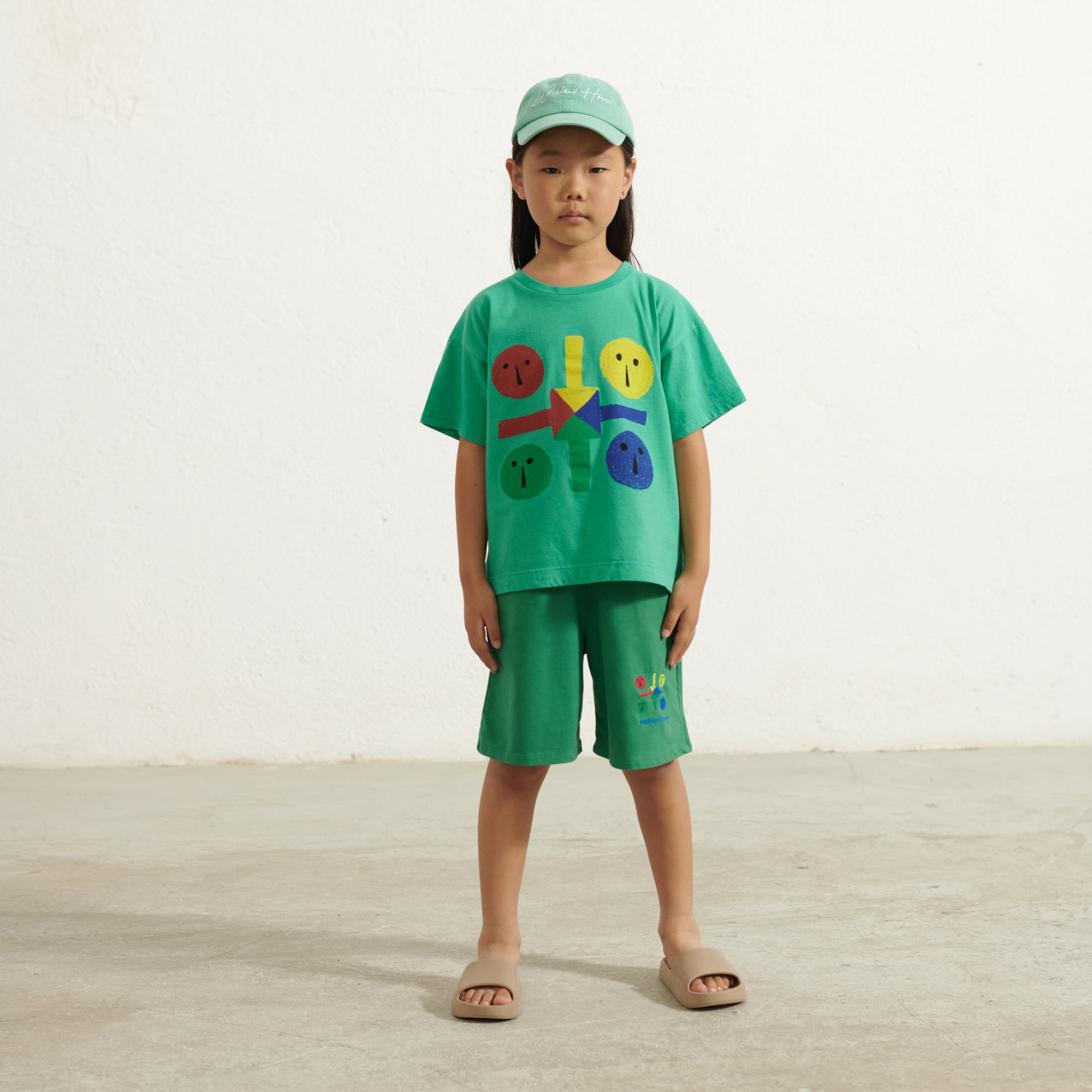 Boys & Girls Green Printed Cotton T-Shirt