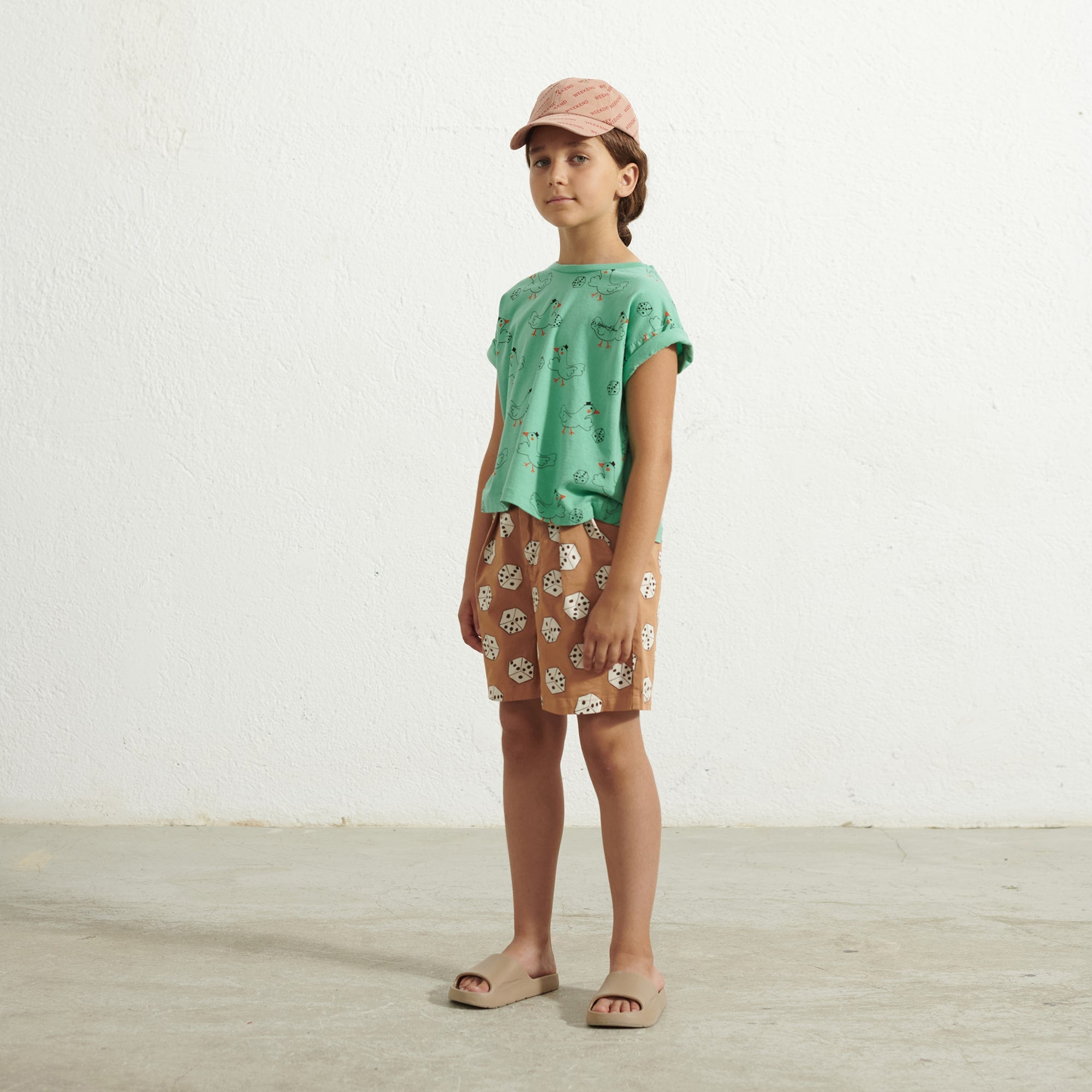 Boys & Girls Green Printed Cotton T-Shirt