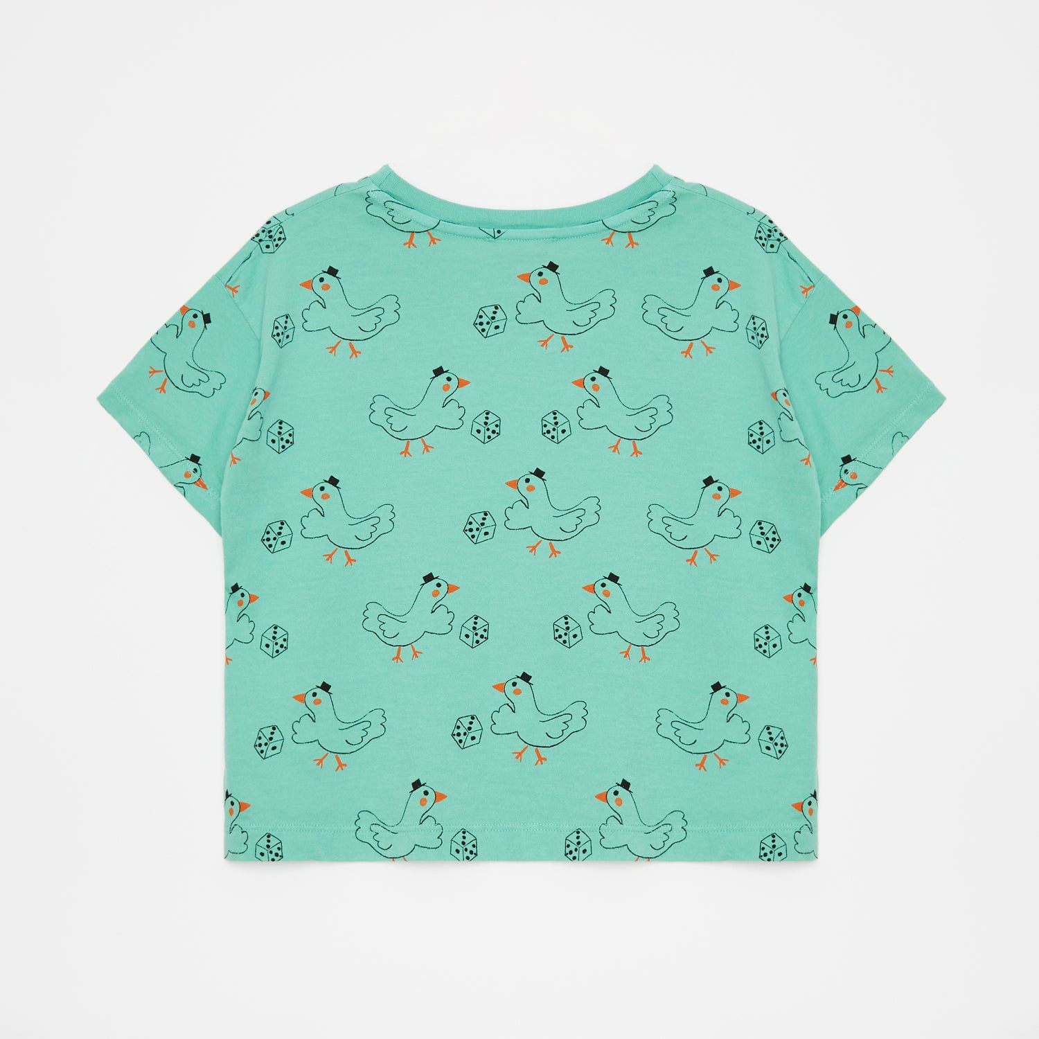 Boys & Girls Green Printed Cotton T-Shirt