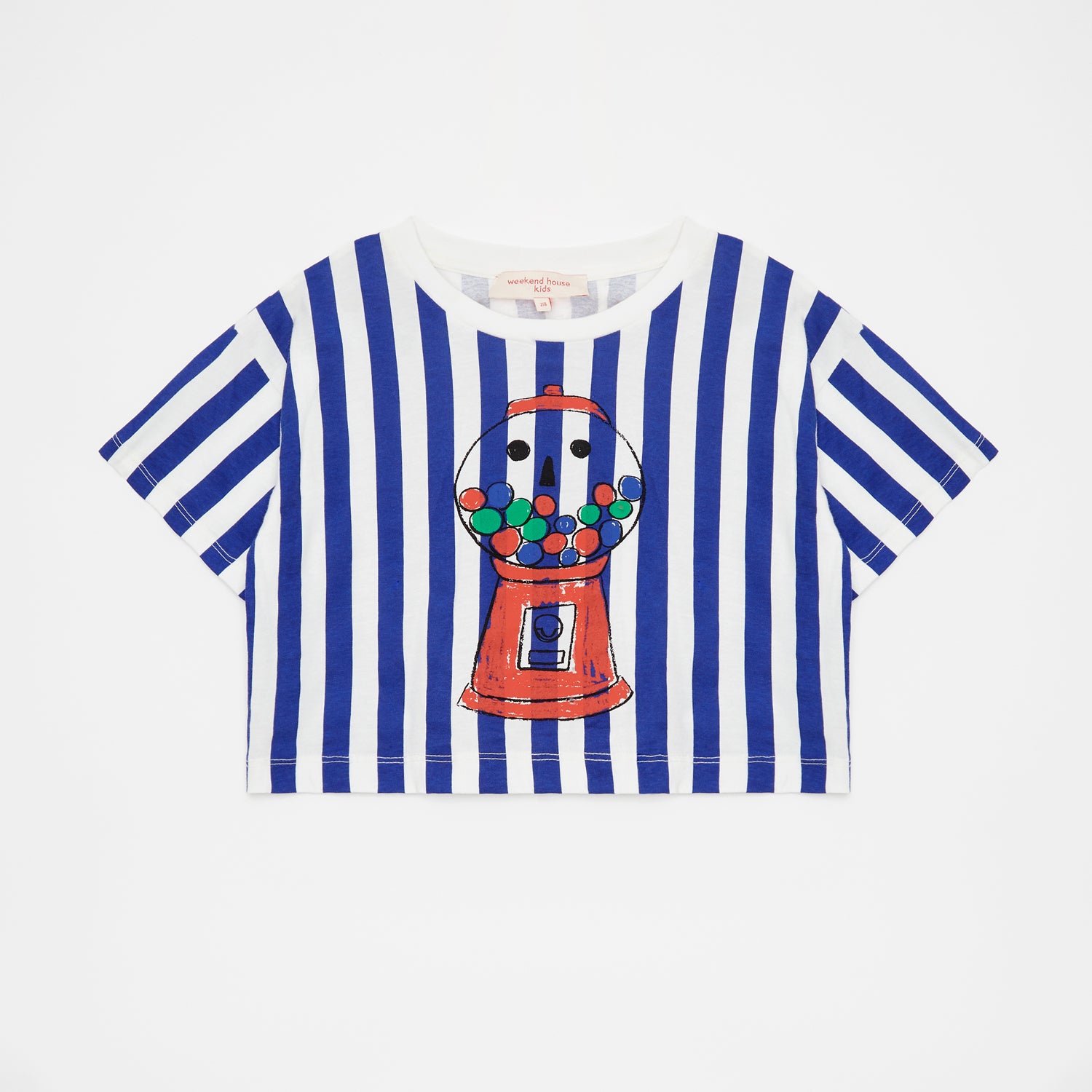 Girls Blue Stripes Cotton T-Shirt