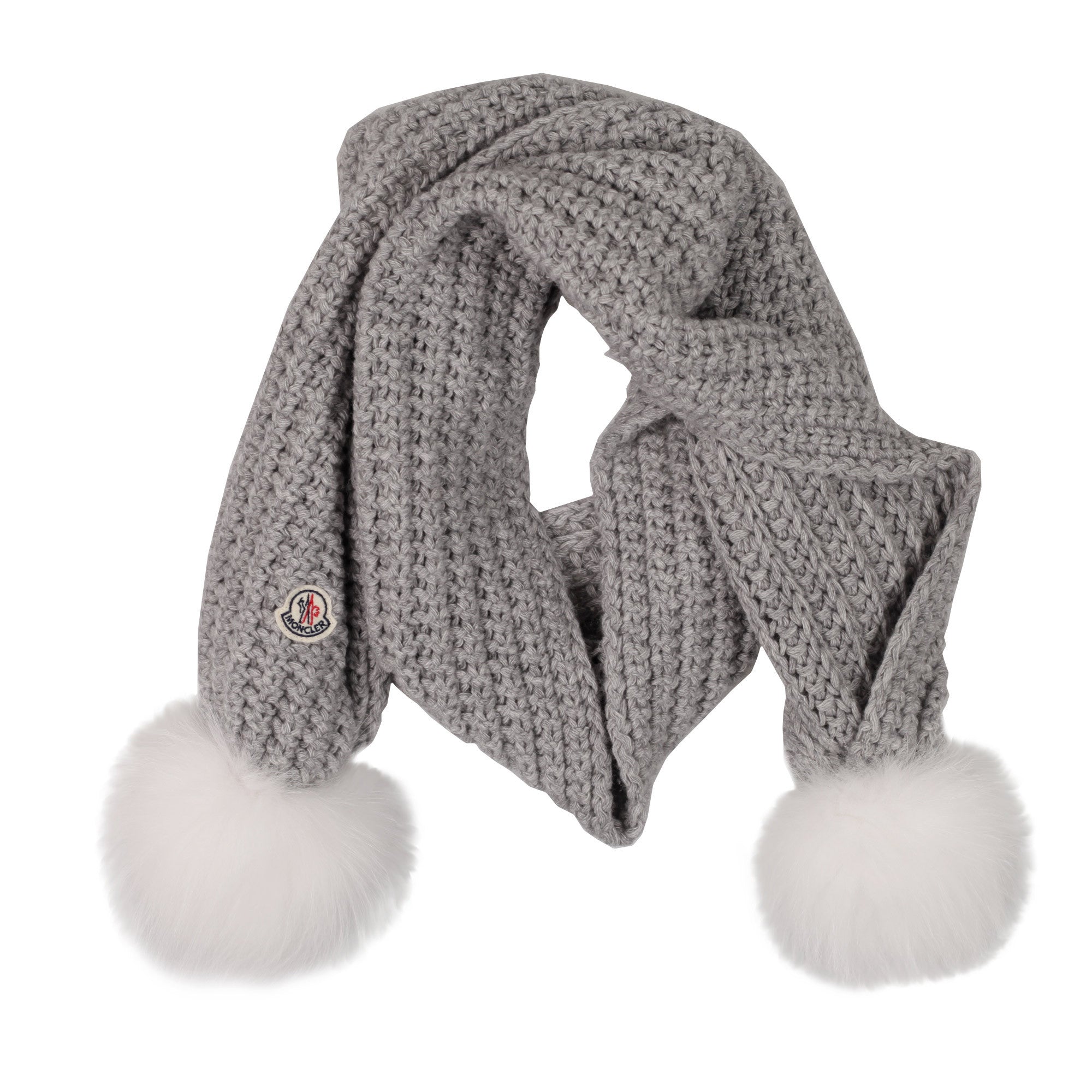 Boys & Girls Grey Wool Scarf With Fur Pom-Pom - CÉMAROSE | Children's Fashion Store - 1