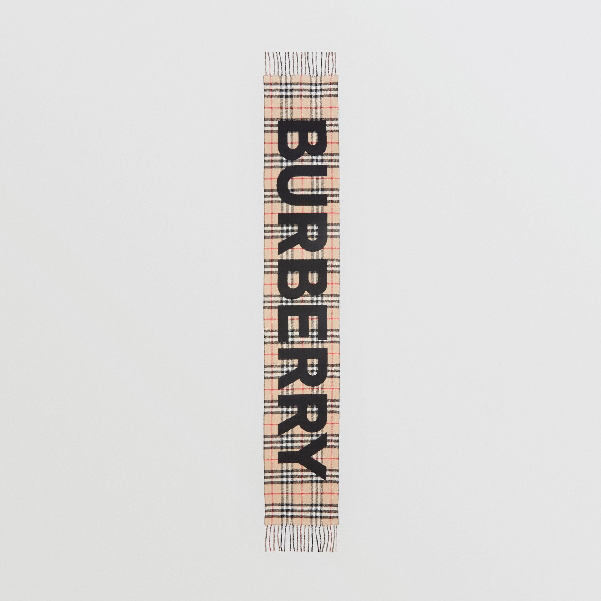 Boys & Girls Beige Check Wool Scarf