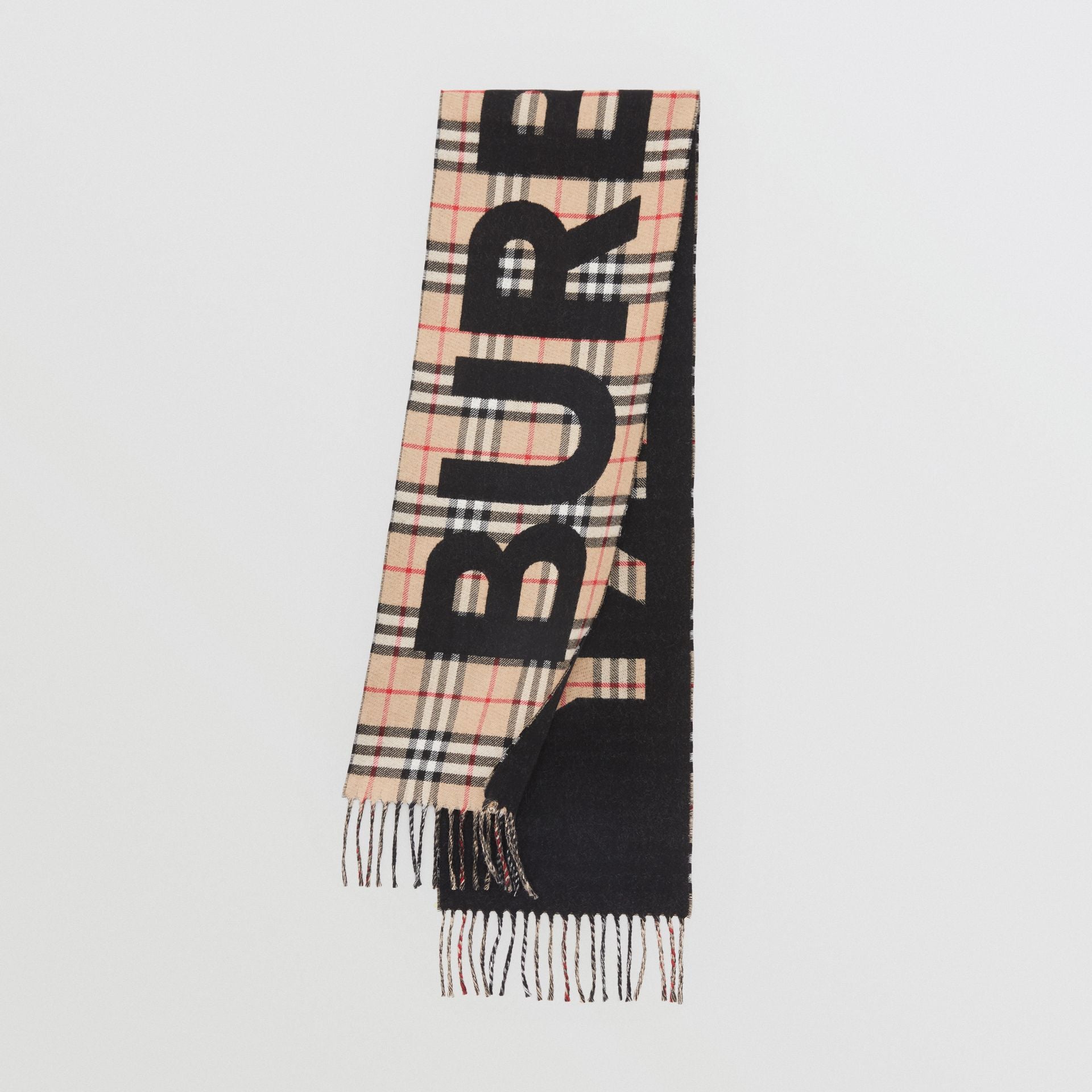 Boys & Girls Beige Check Wool Scarf