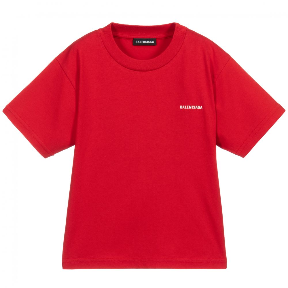 Boys & Girls Red Logo Cotton T-Shirt