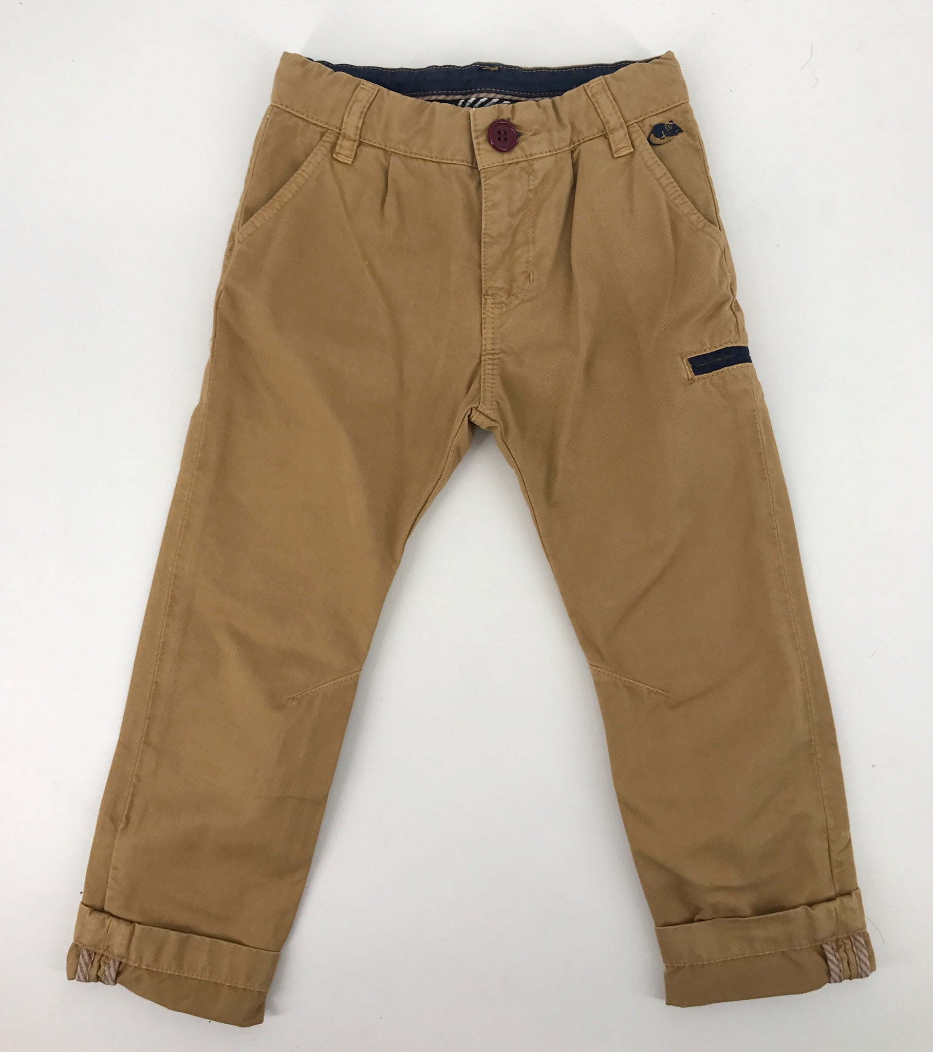 Boys Beige Chinos with Navy Blue Trim - CÉMAROSE | Children's Fashion Store - 1