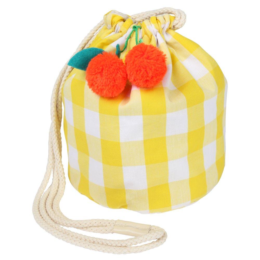 Cherry Gingham Drawstring Bag