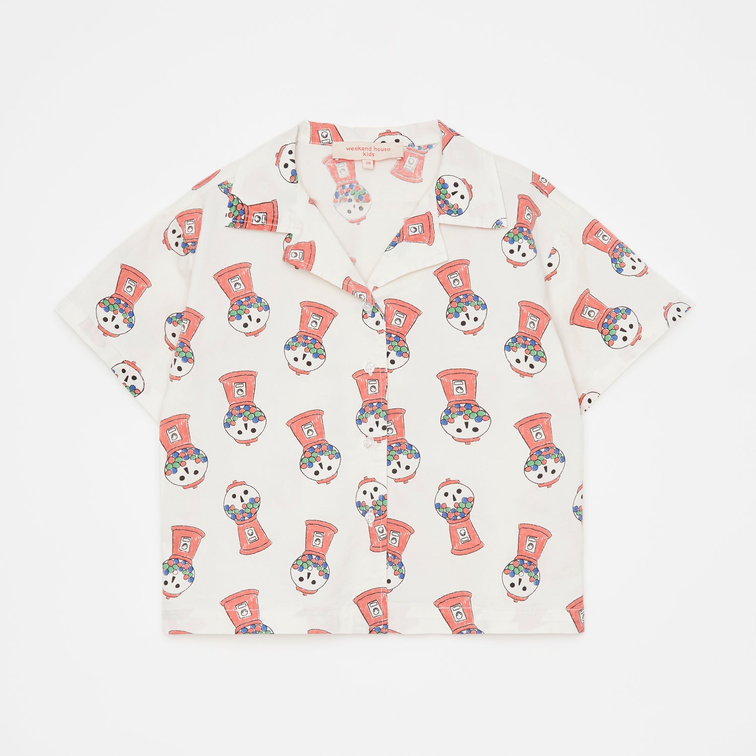 Boys & Girls White Printed Cotton Shirt